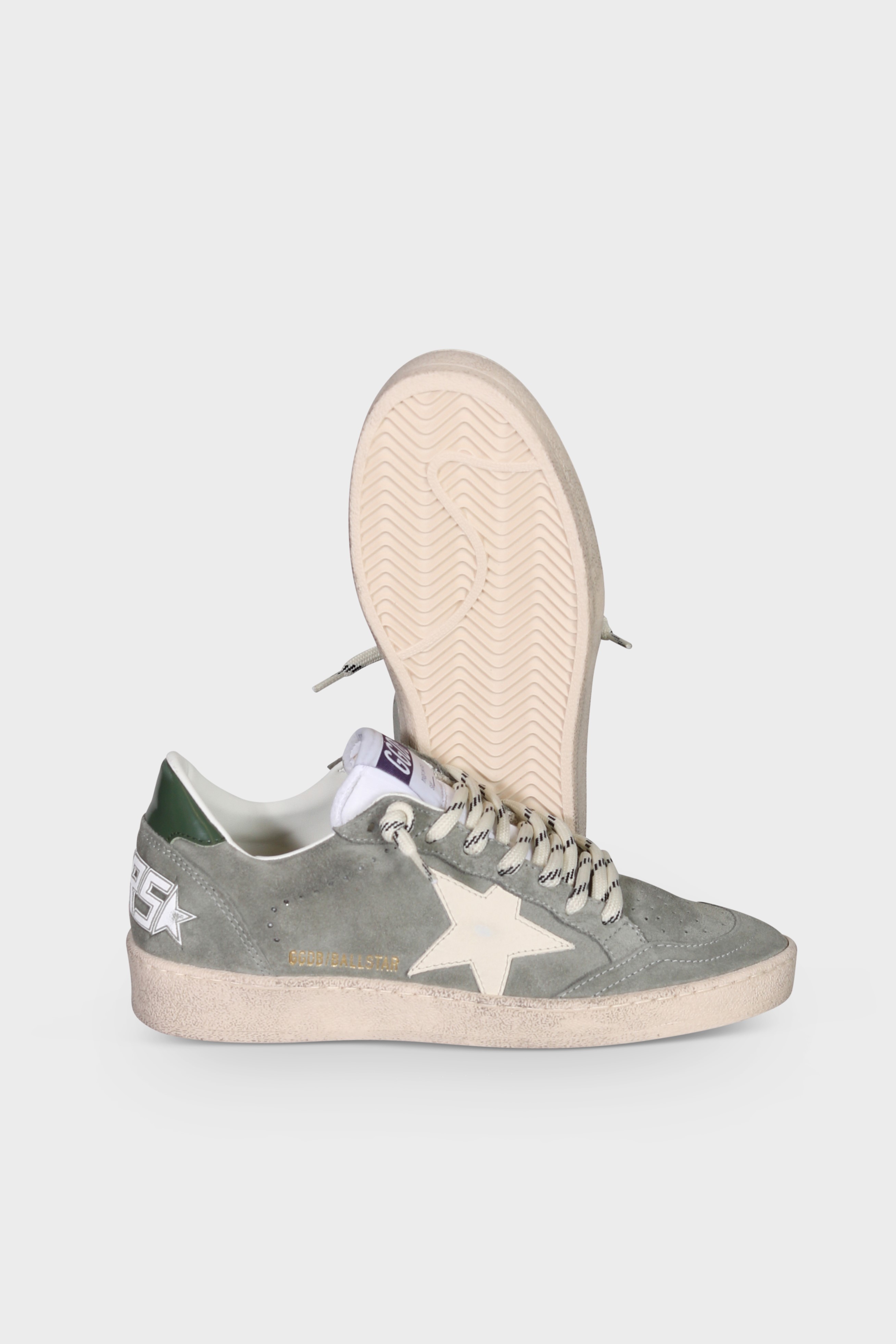 GOLDEN GOOSE Ballstar in Suede Green/Cream/Black