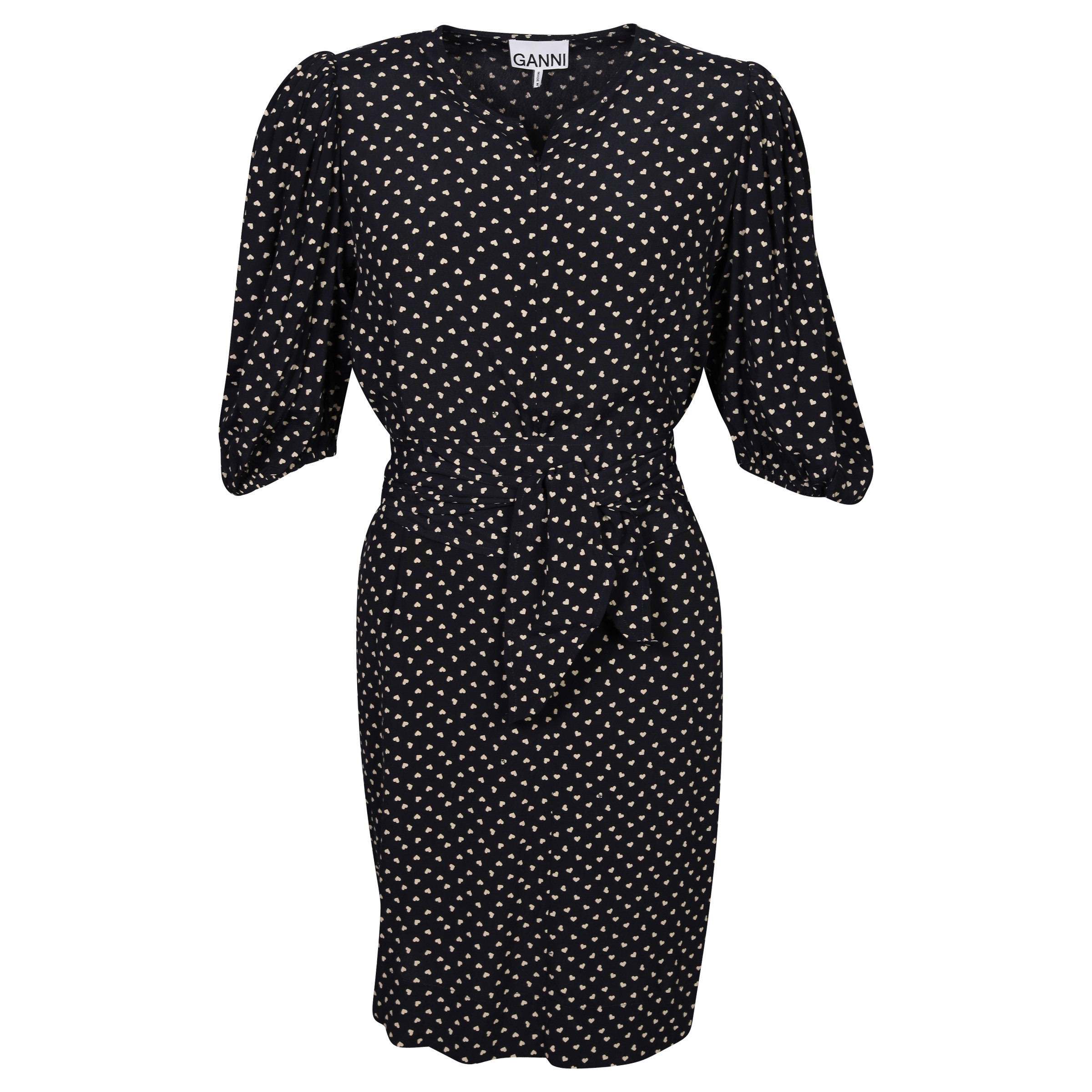 Ganni Viscose Mini Dress Blue Heartprint