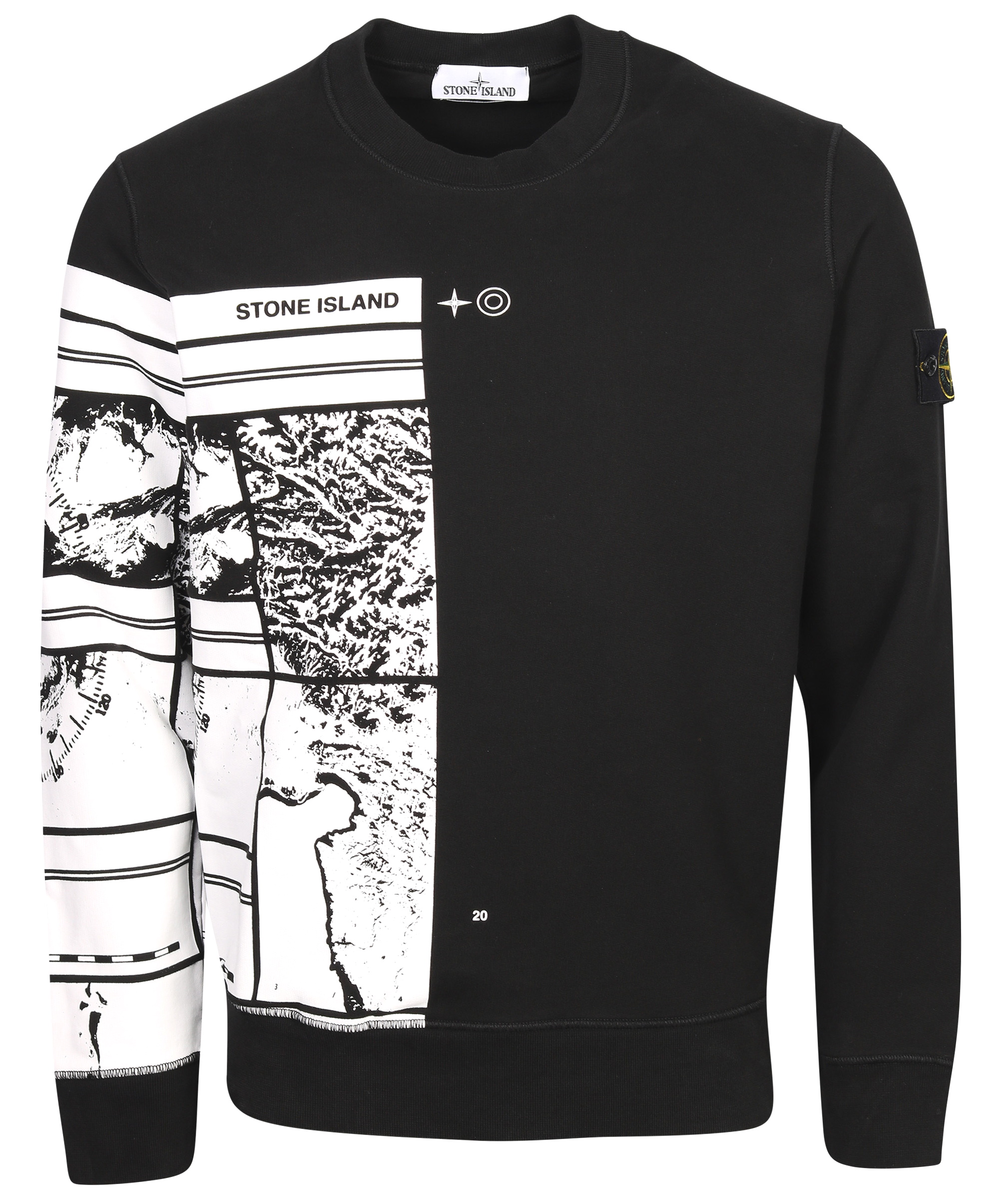 Stone Island Sweatshirt Black White Printed
