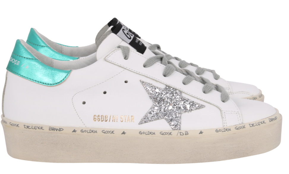 Golden Goose Sneaker Hi Star Leather Upper Glitter Star Laminated Heel