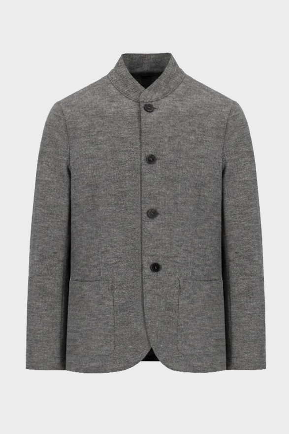 HARRIS WHARF Superfine Merino Jacket in Dark Grey Melange