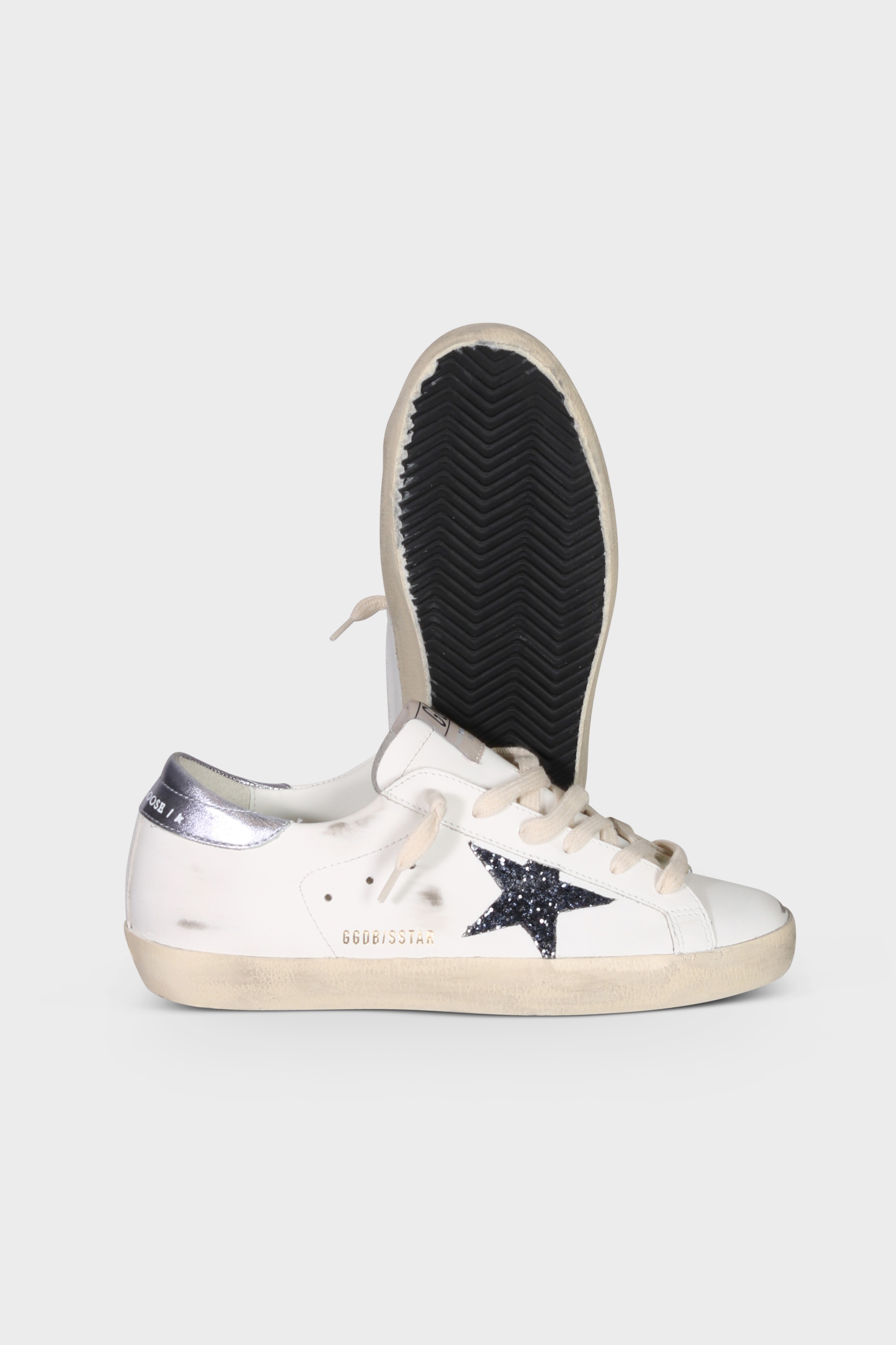 GOLDEN GOOSE Super-Star Glitter Star in White/Black/Glicine