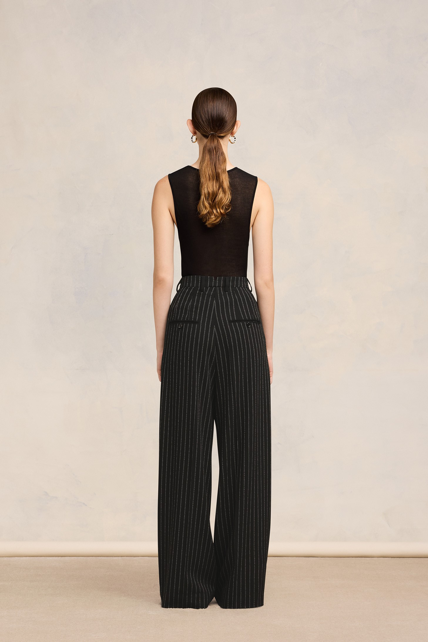 AMI PARIS High Waist Large Trouser in Black/Chalk FR36 / DE34