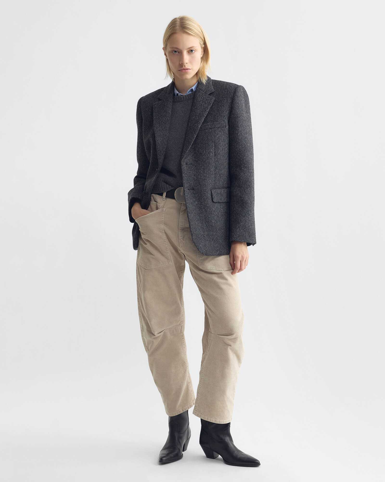 NILI LOTAN Shon Corduroy Pant in Travertine