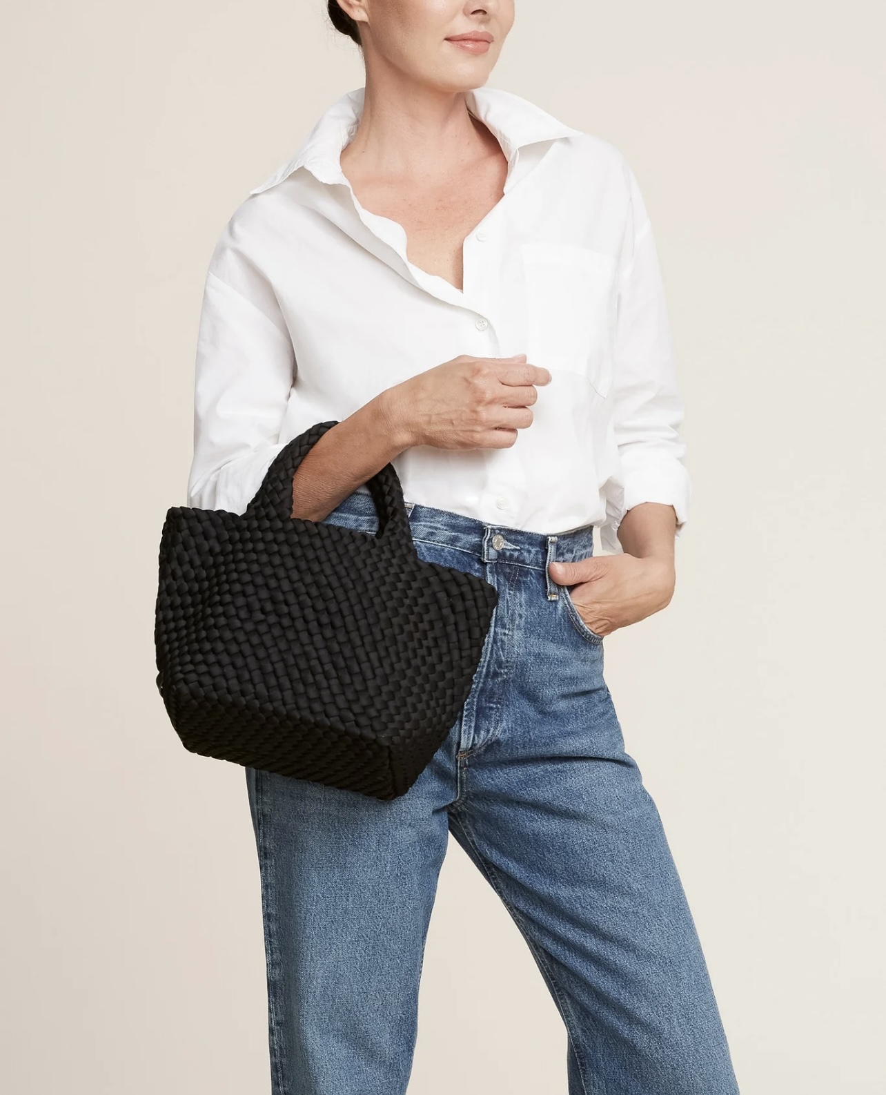 NAGHEDI Handwoven Small Tote St. Barth in Black