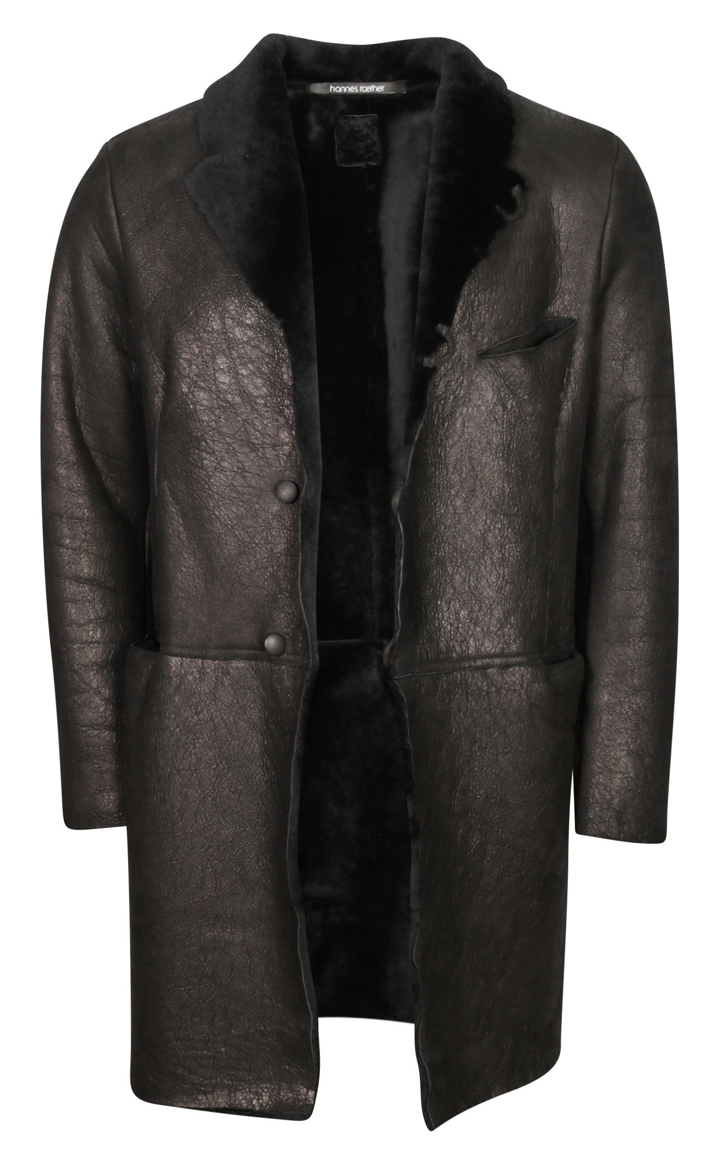Hannes Roether Shearling Coat Black
