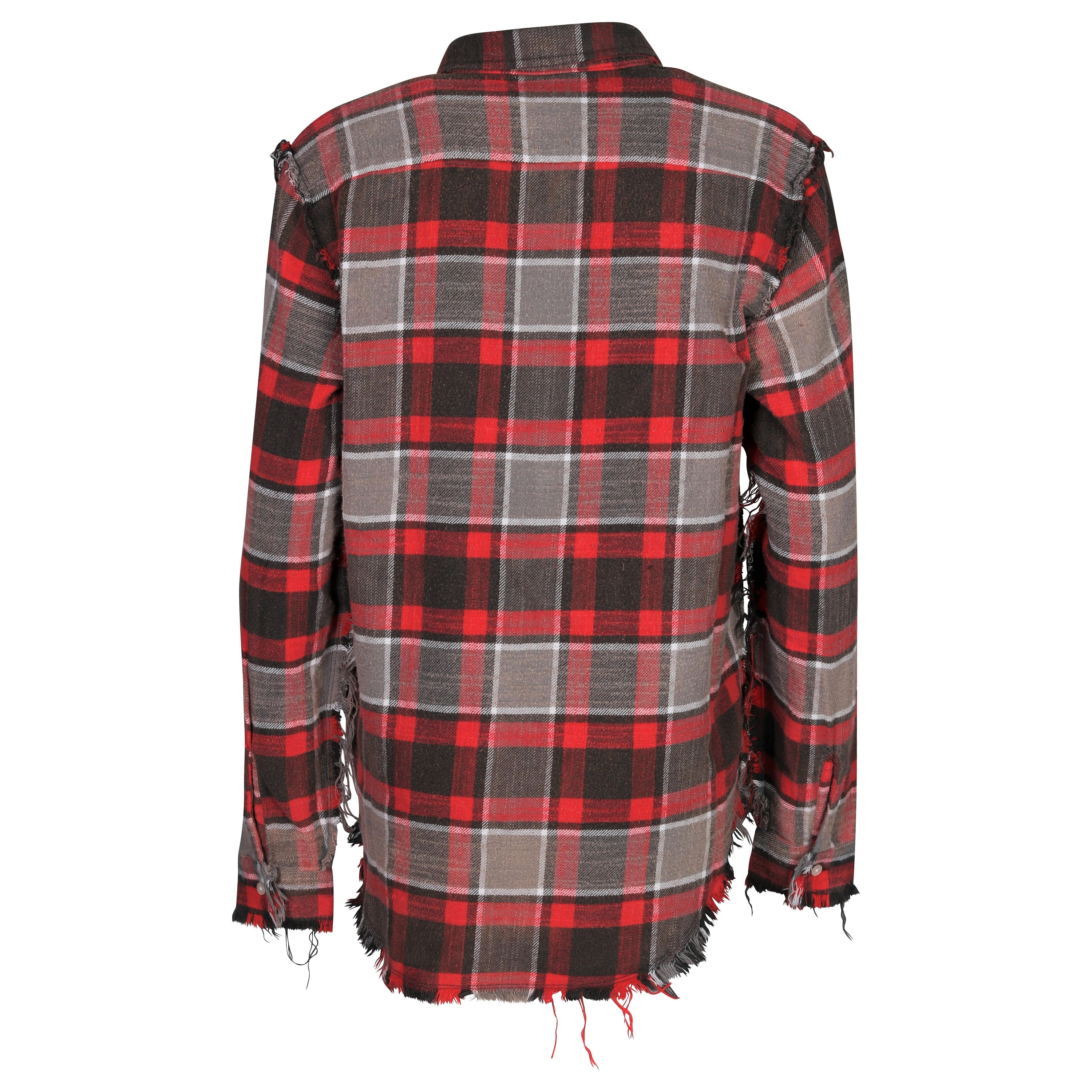 R13 Shredded Seam Shirt Red Check S