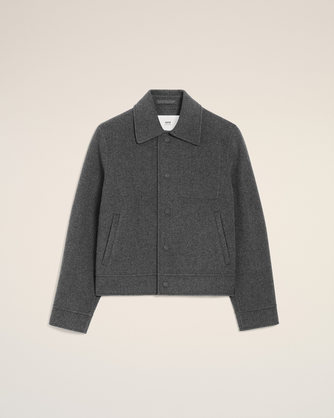 AMI PARIS de Coeur Boxy Fit Wool Jacket in Heather Grey