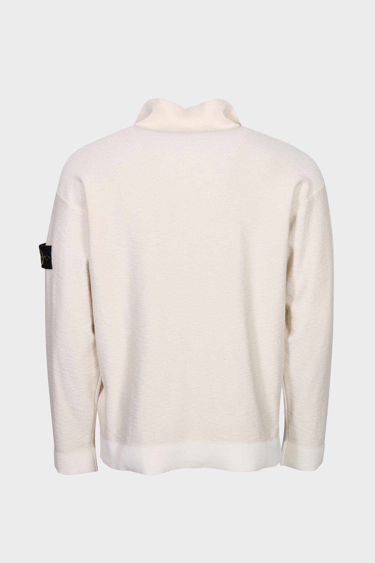 STONE ISLAND Summer Knit Half Zip Pullover in Cream