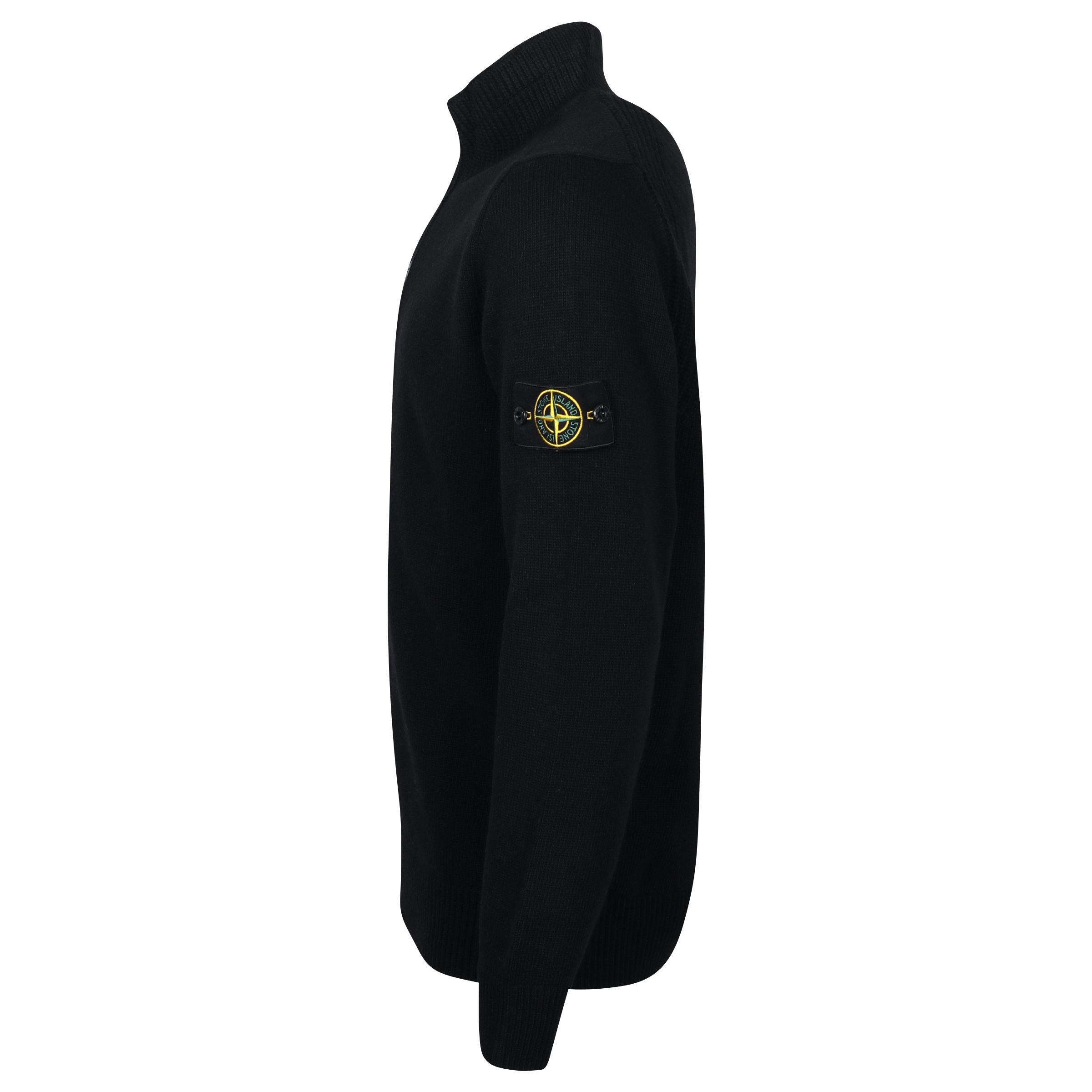 Stone Island Zip/Button Knit Troyer Black