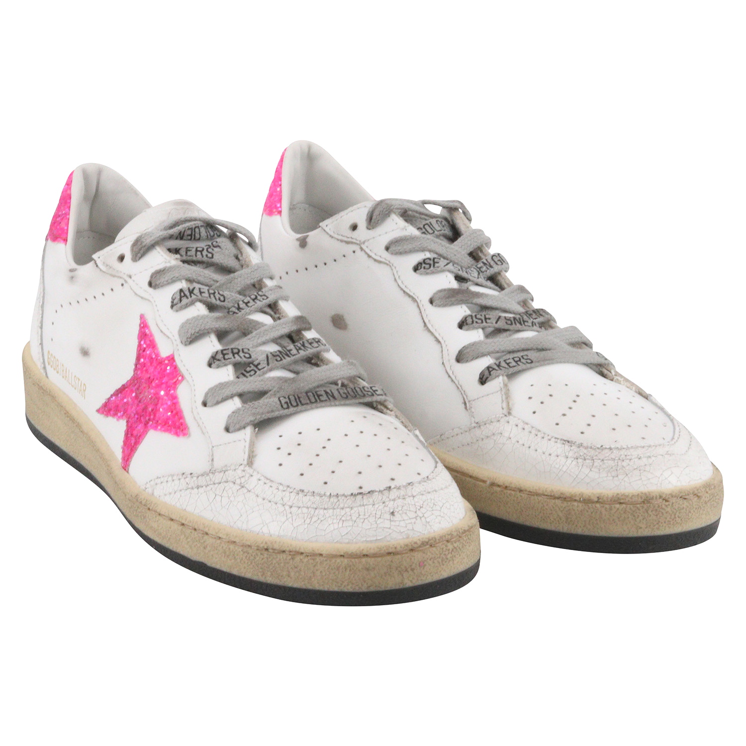 Golden Goose Sneaker Ballstar Glitter Star White/Pink Fluo
