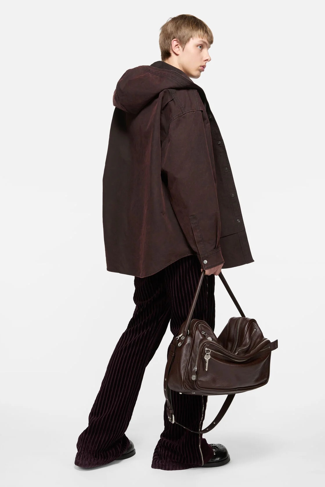 ACNE STUDIOS Oversize Cotton Jacket in Burgundy