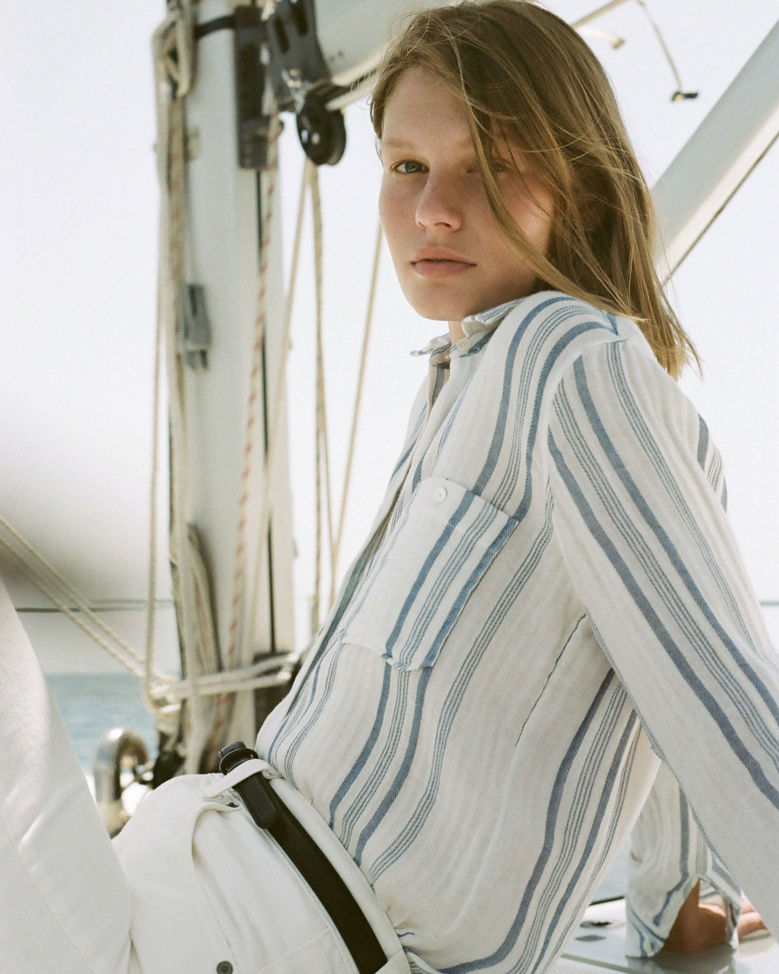 Nili Lotan Shirt Kaya Striped Blue/White L