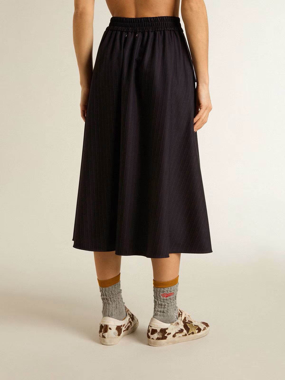 GOLDEN GOOSE Oversize Pinstripe Skirt in Navy