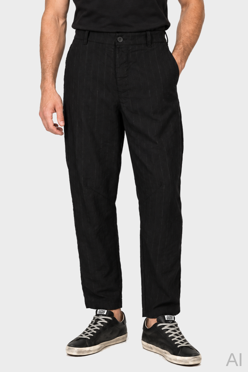 TRANSIT UOMO Pinstripe Pant in Black