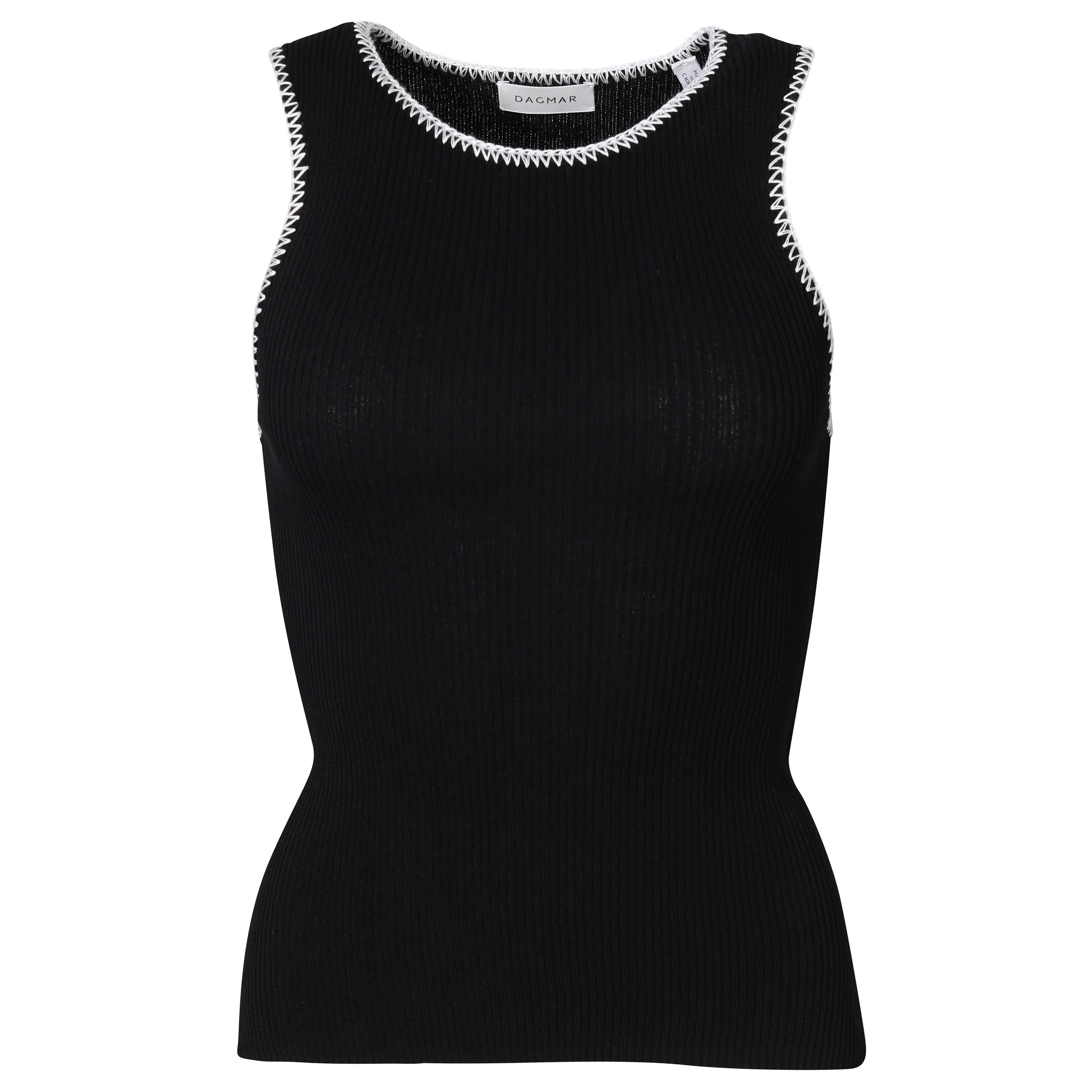 DAGMAR Contrast Stitch Top in Black XS