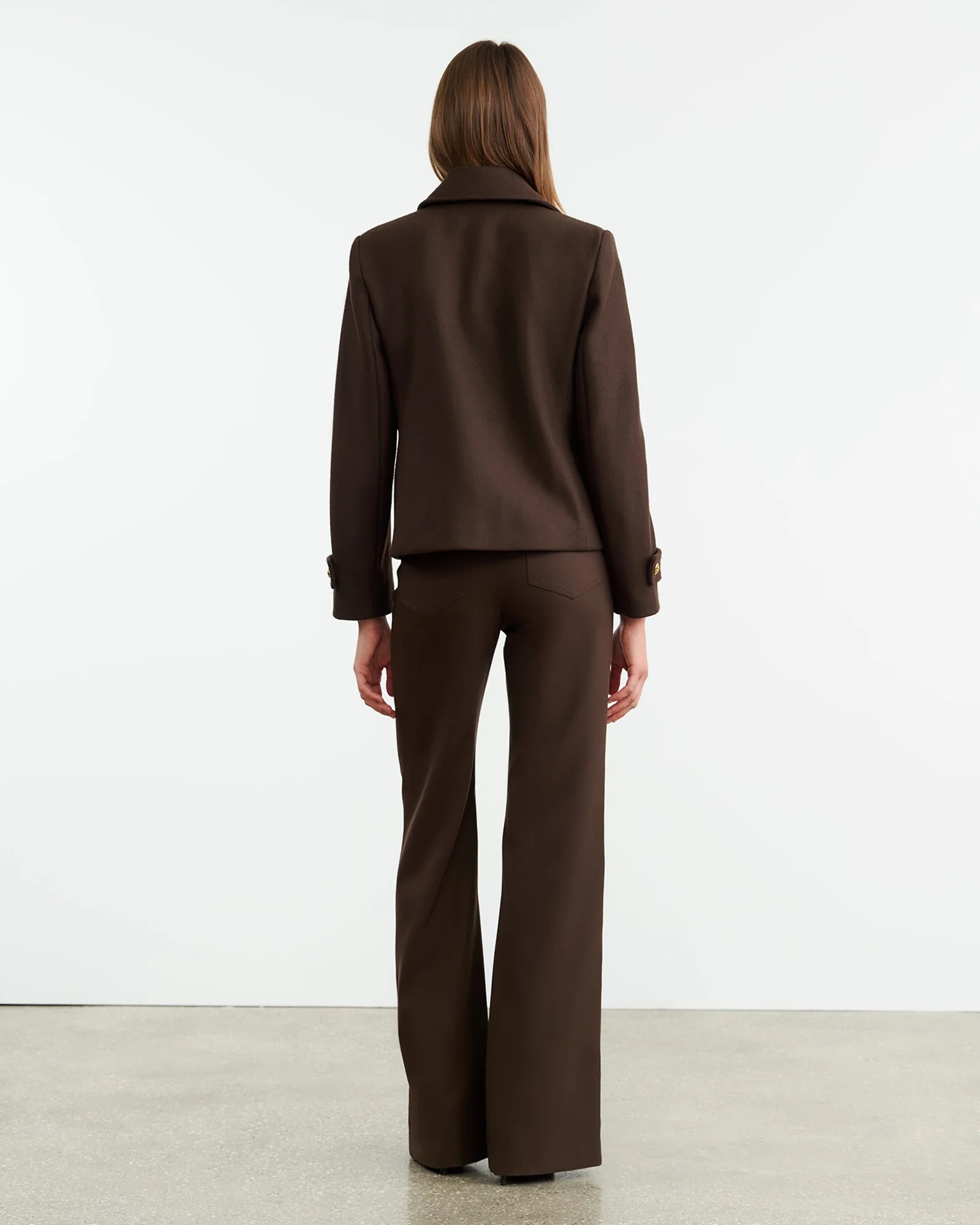 NILI LOTAN Ornella Cropped Peacoat in Cocoa