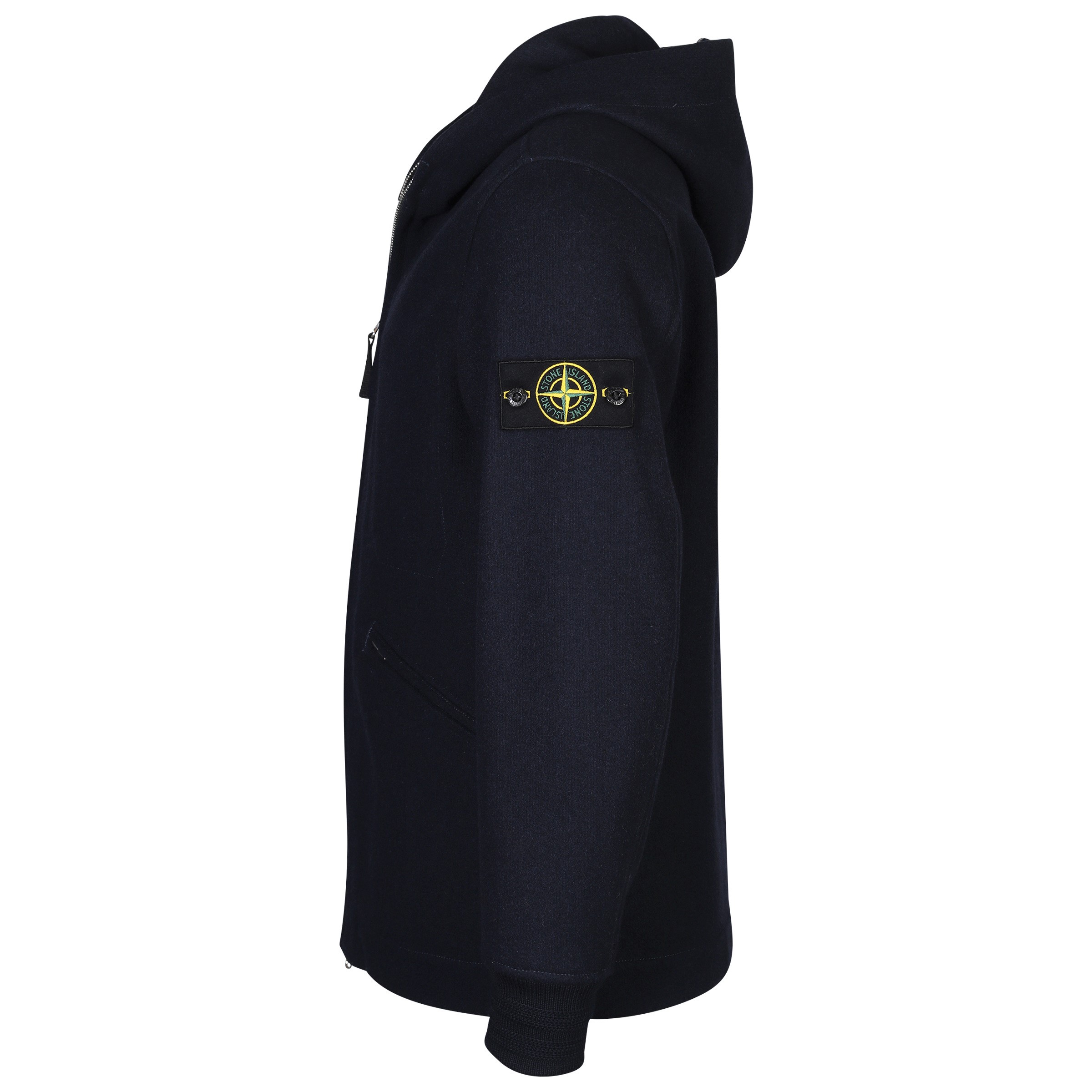 Stone Island Hooded Wool Jacket Panno Speciale in Navy