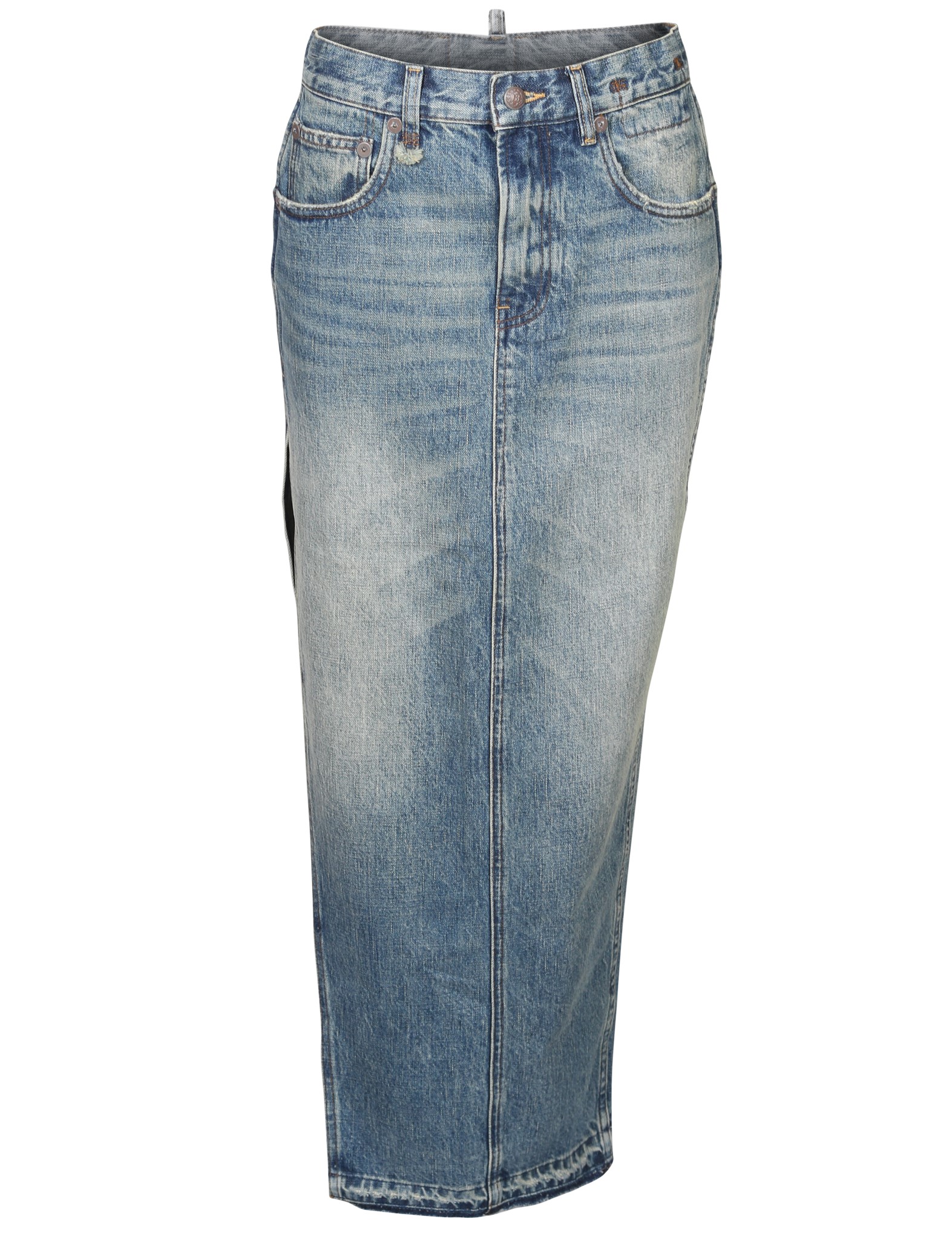 R13 Side Slit Denim Skirt in Clinton Blue 25