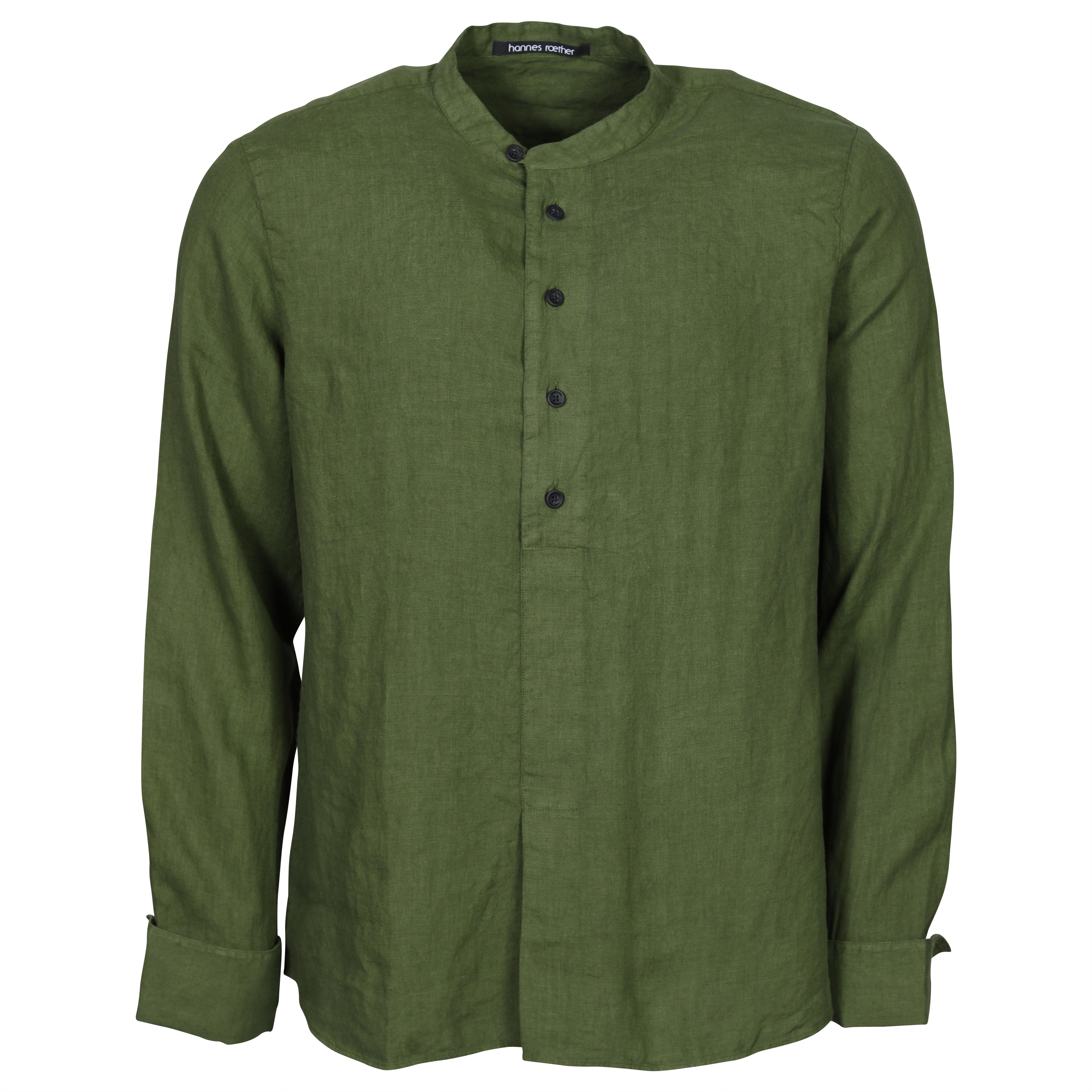 Hannes Roether Linen Tunic Shirt in Olive