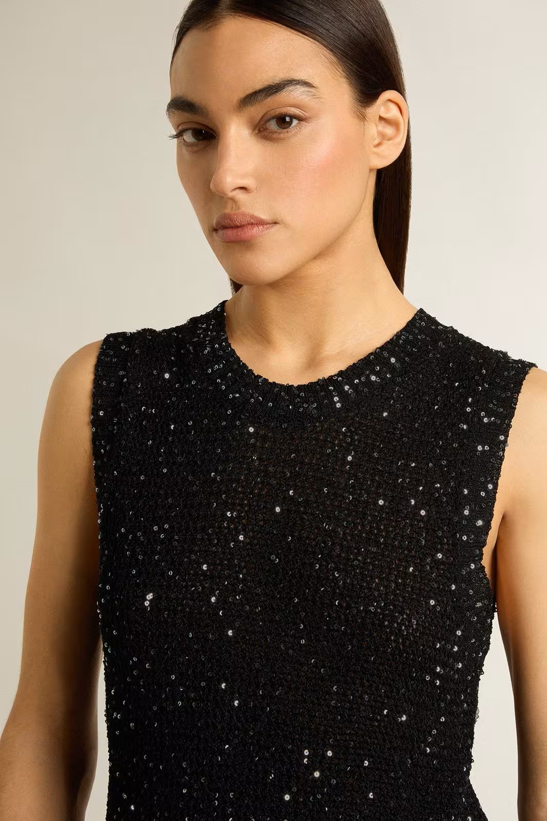 GOLDEN GOOSE Knit Tank Top Sequins Mesh