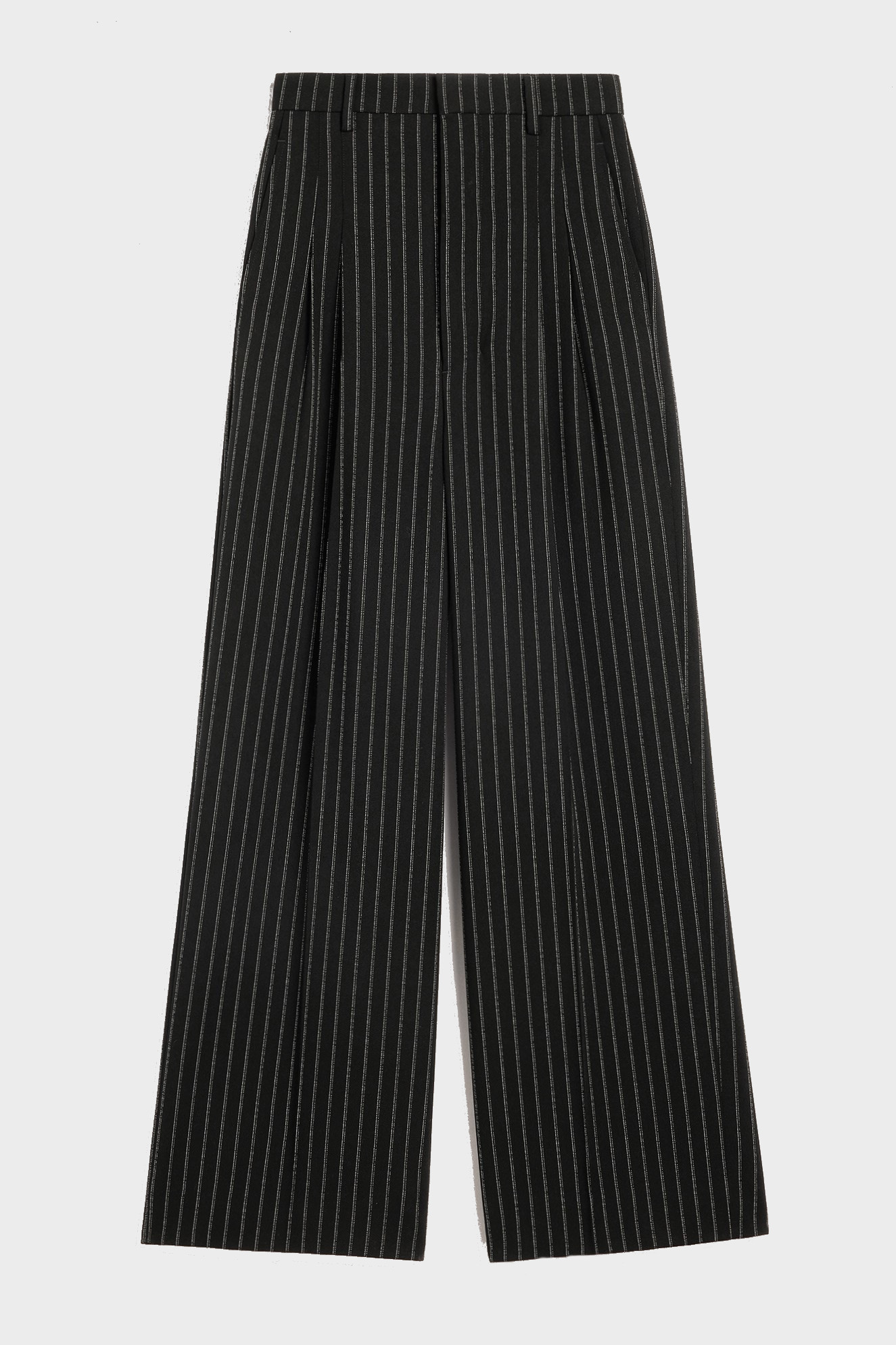 AMI PARIS High Waist Large Trouser in Black/Chalk