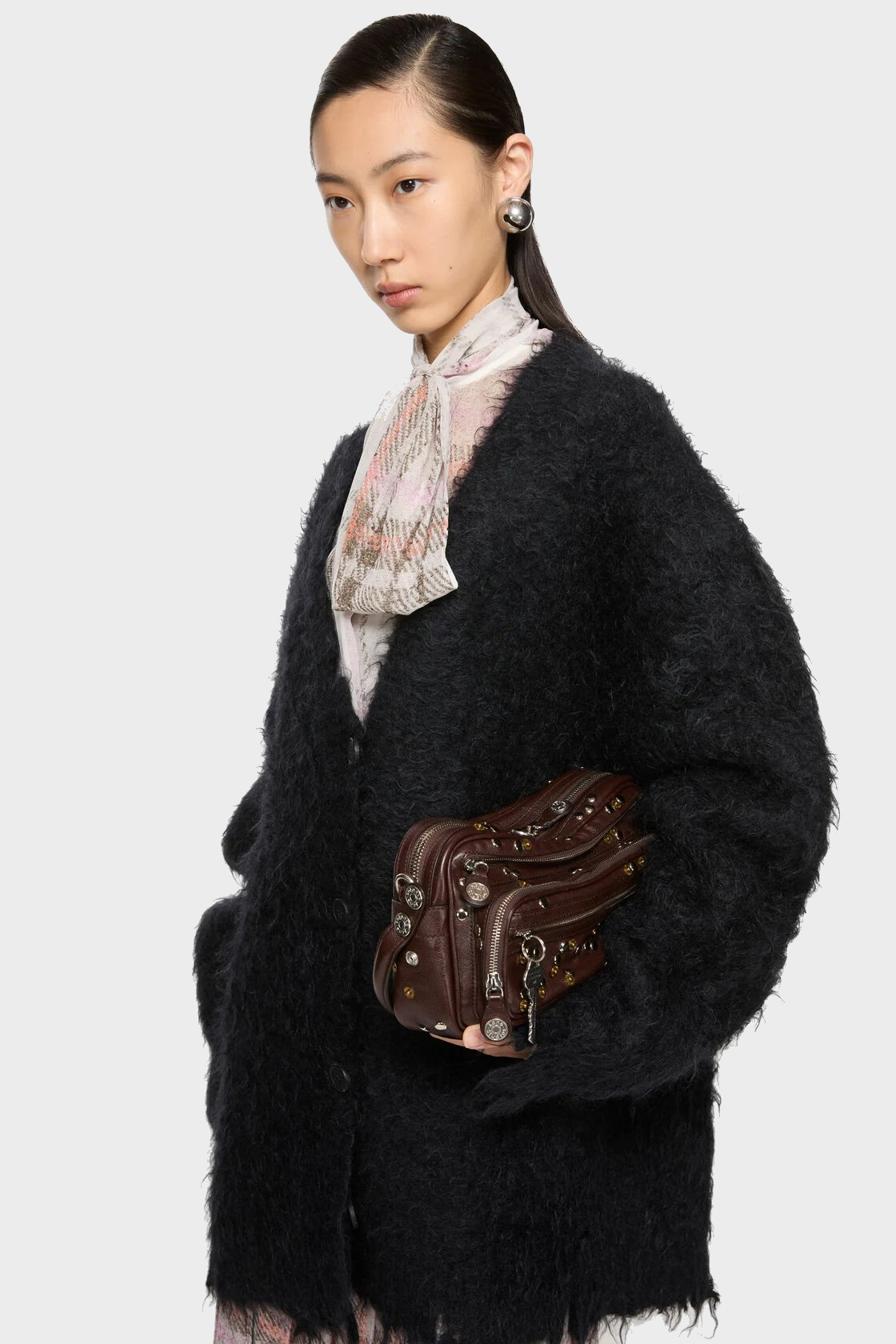 ACNE STUDIOS Fluffy Cardigan in Black