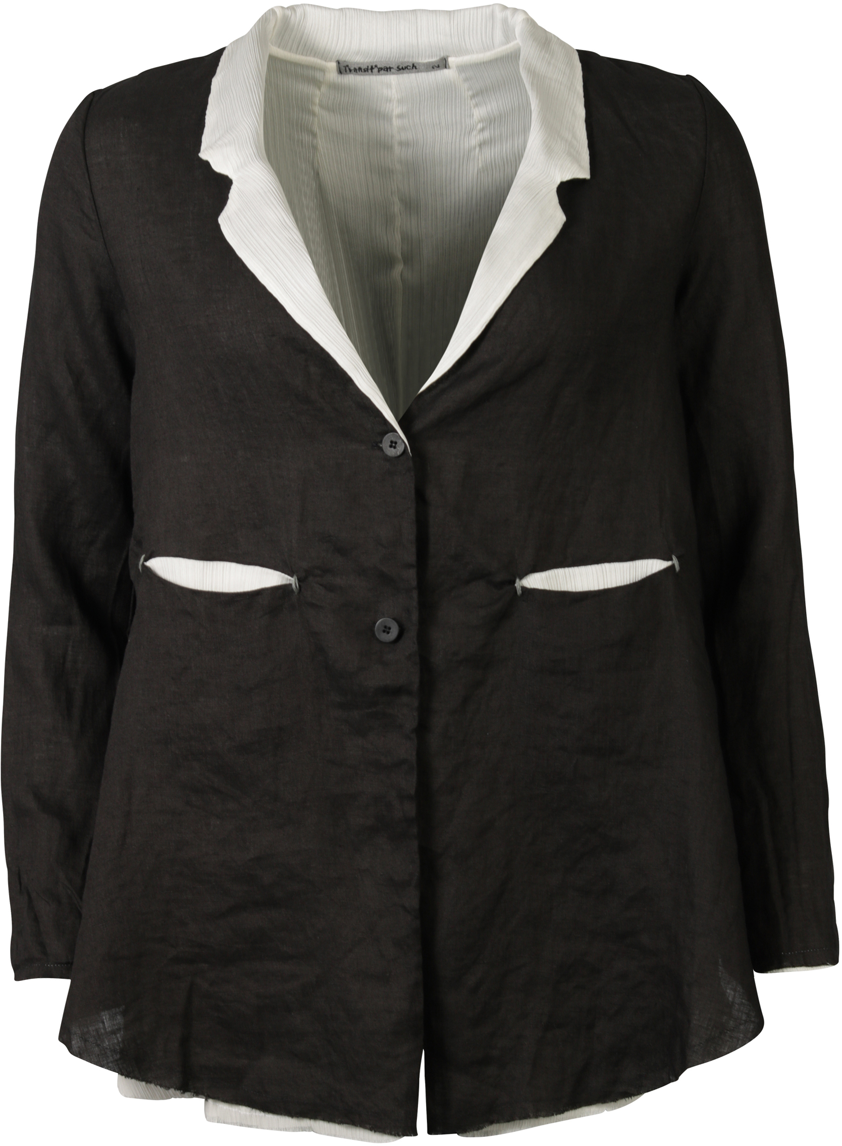 Transit Par Such Leinenblazer schwarz/creme