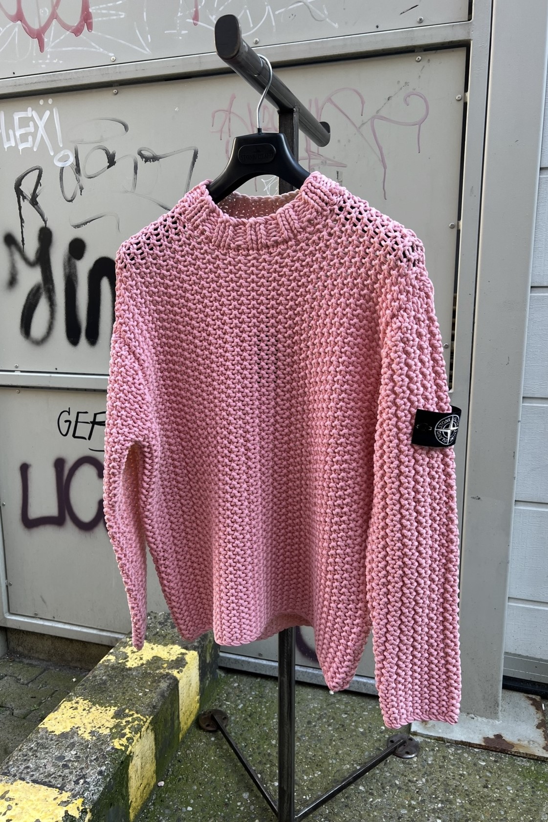 STONE ISLAND Viscose/Nylon Rope Knit Pullover in Beige XXL