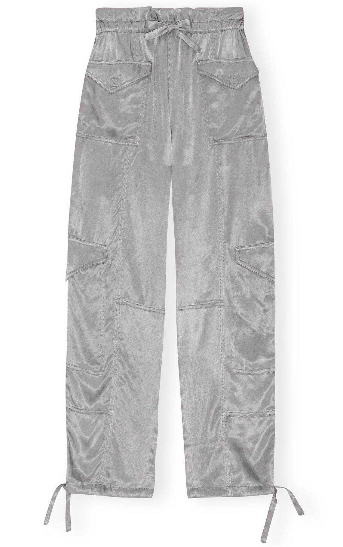 GANNI Washed Satin Pant in Frost Gray