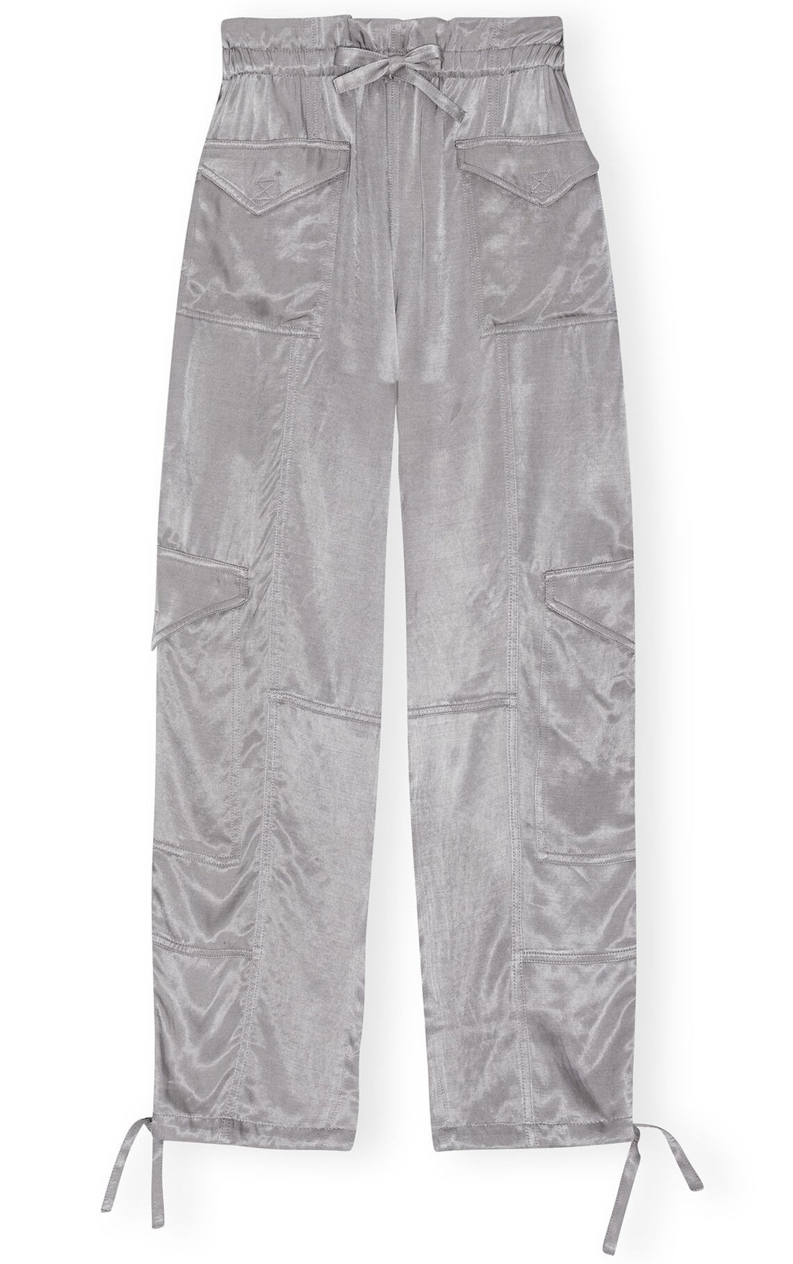 GANNI Washed Satin Pant in Frost Gray 40