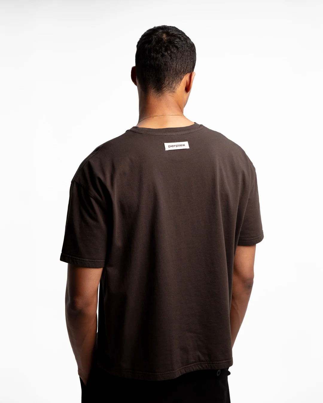 PERPLEX Cropped Boxy Fit T-Shirt in Brown