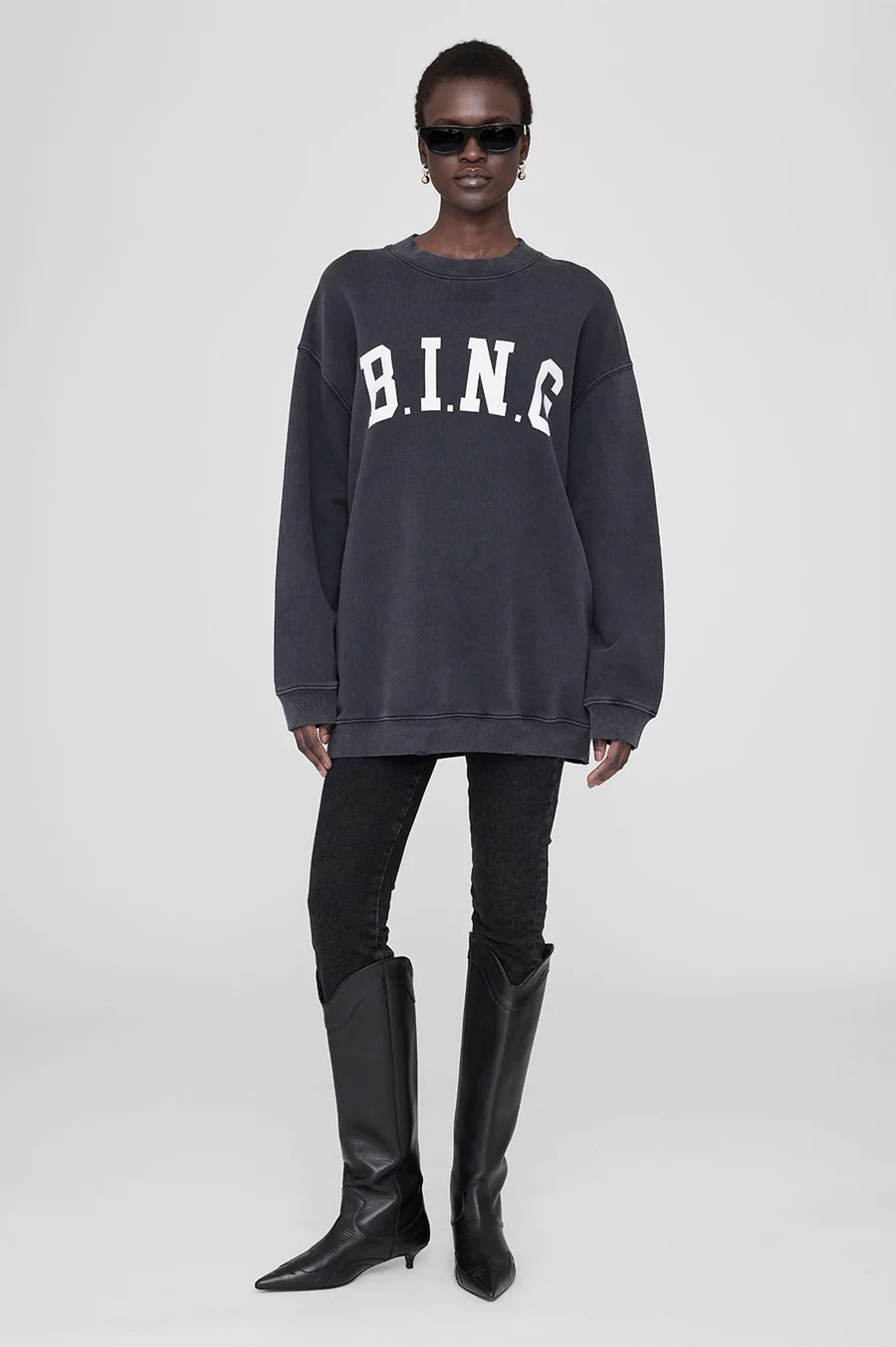 ANINE BING Tyler Bing Sweatshirt in Washed Black