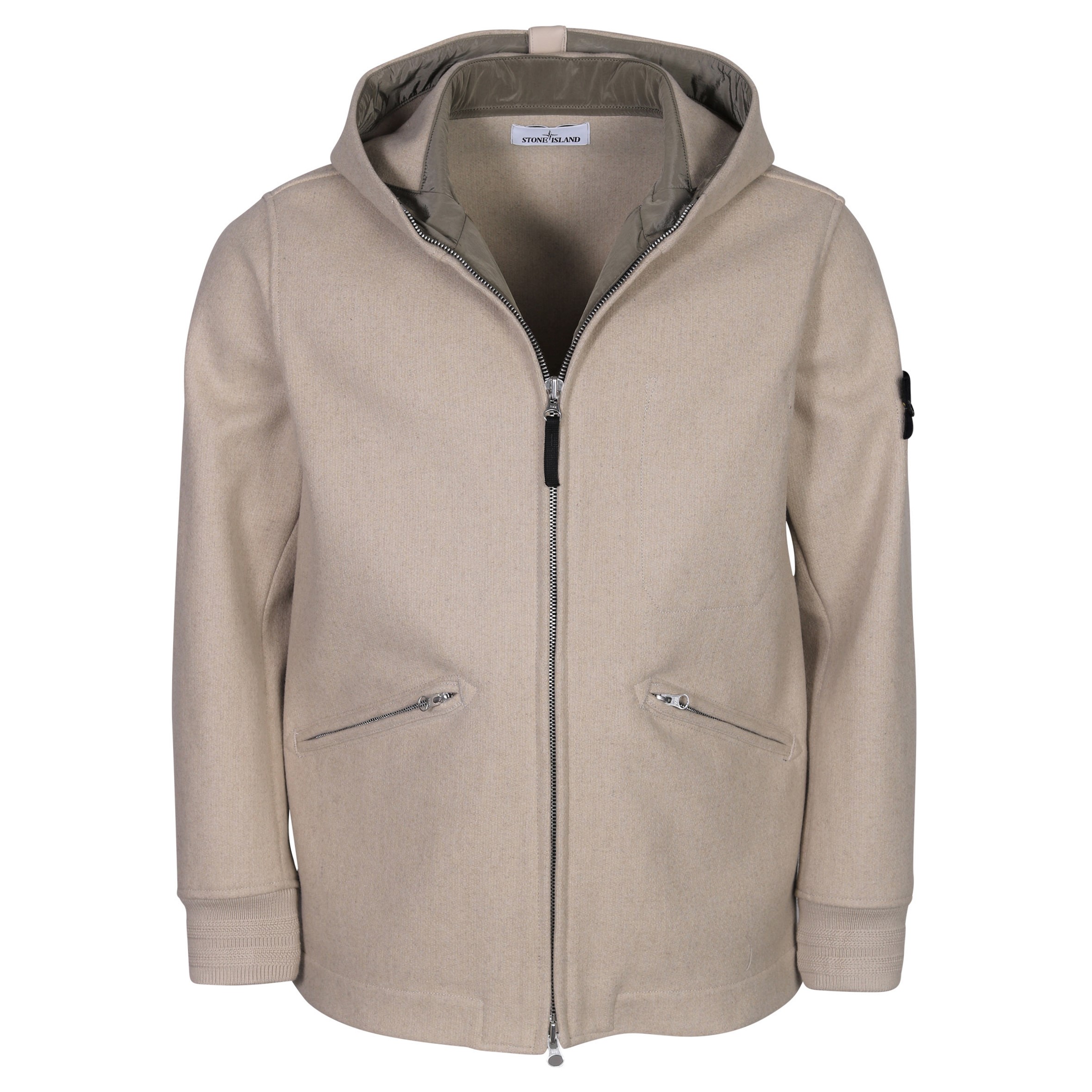 Stone Island Hooded Wool Jacket Panno Speciale in Sand