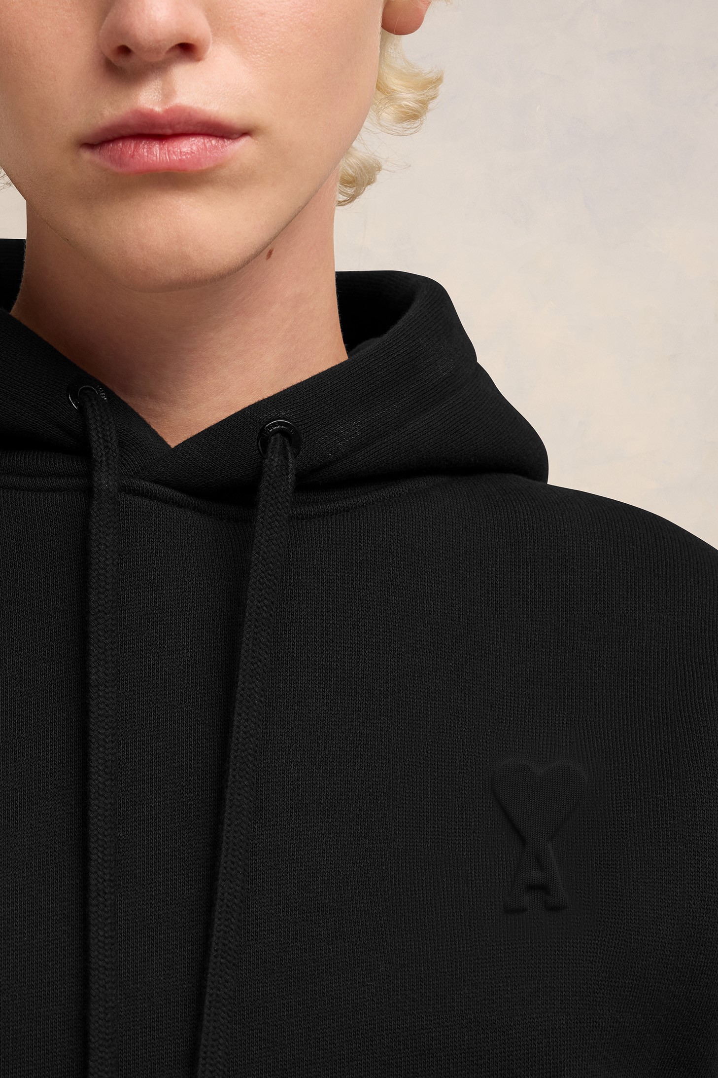 AMI PARIS de Coeur Embossed Hoodie in Black AMI PARIS de Coeur Embossed Hoodie in Black