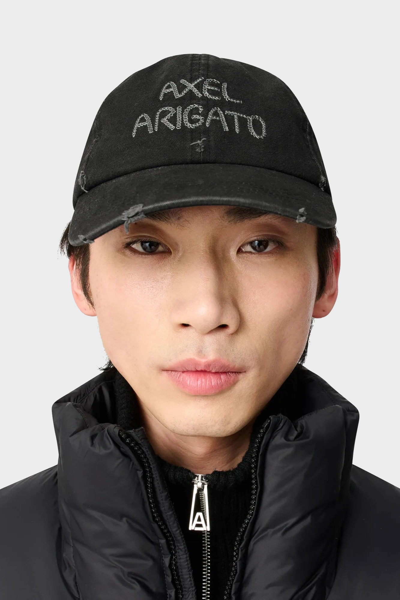 AXEL ARIGATO Logo Stitched Cap in Washed Black