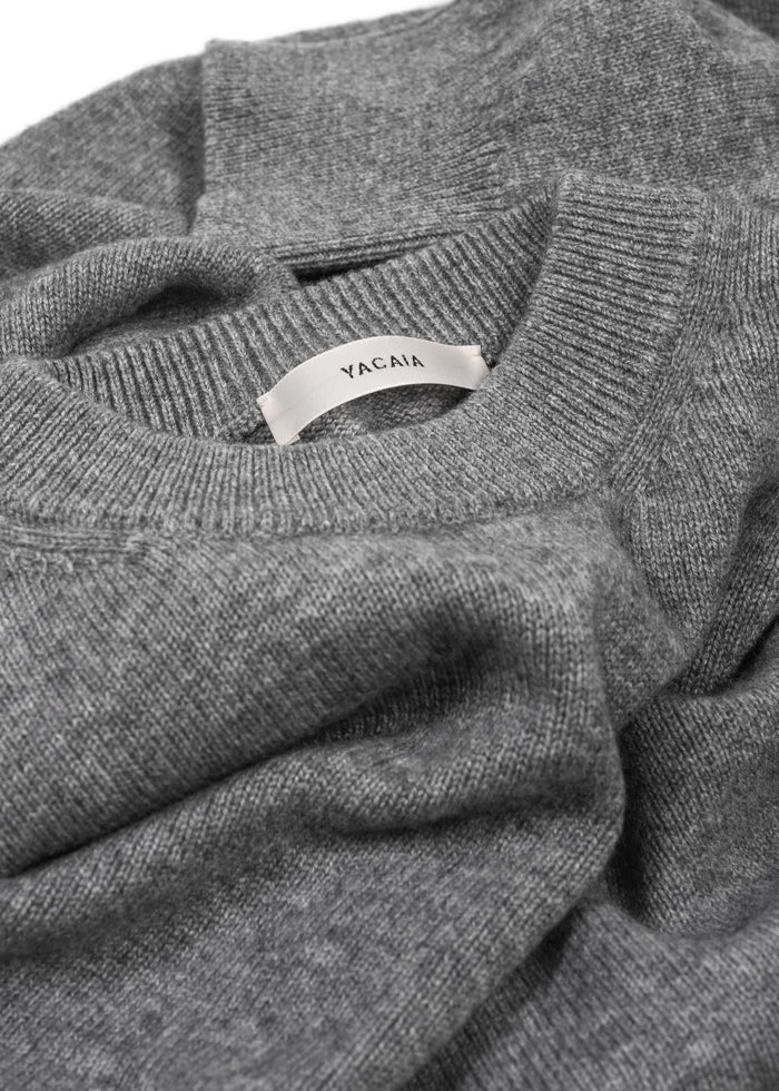 YACAIA Wool/Cashmere Sweater in Grey Melange XXL