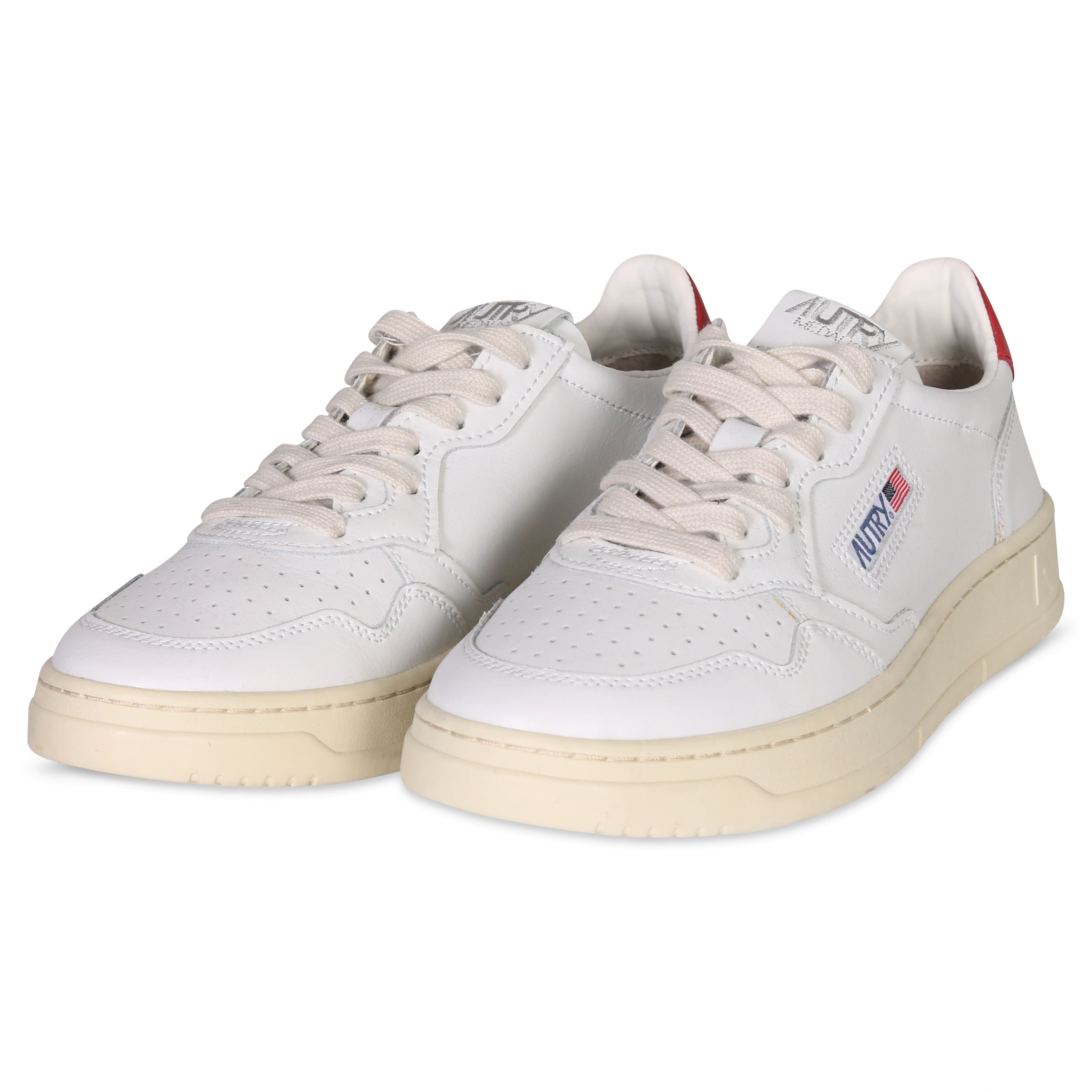 Autry Action Shoes Vintage Leather Sneaker White/Red