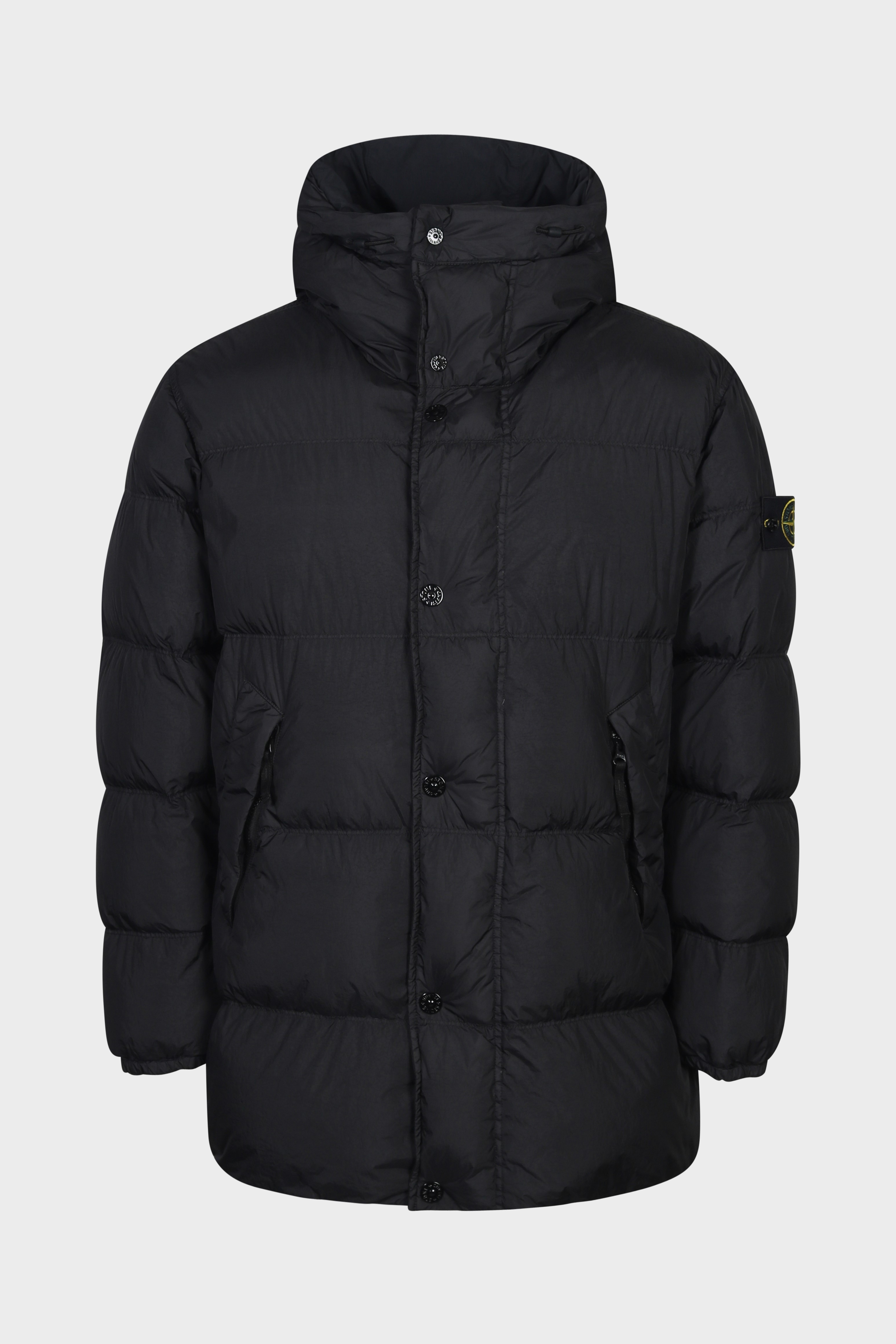 STONE ISLAND Garment Dyed Crinkle Reps Down Parka in Black