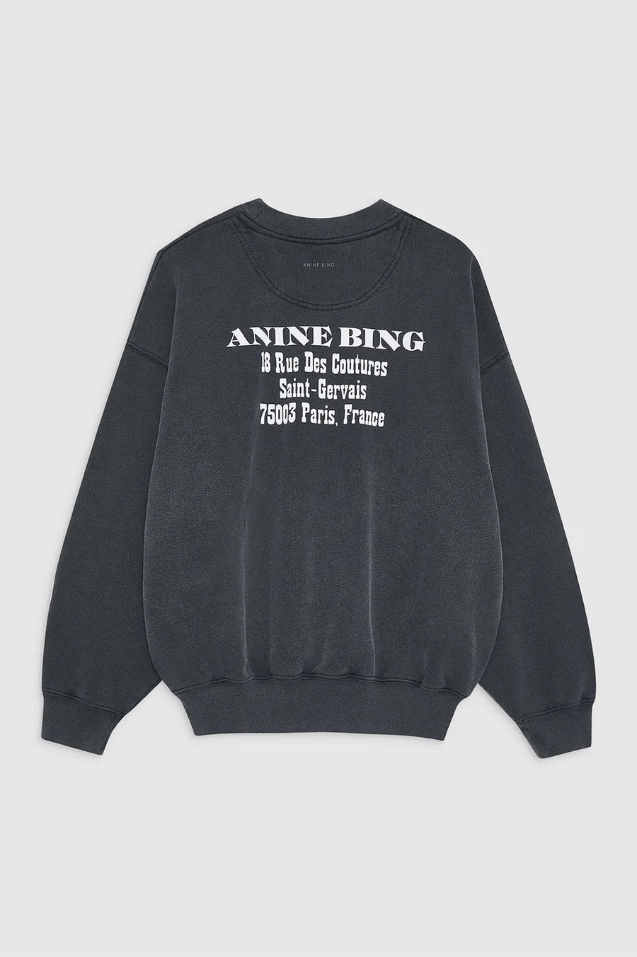 ANINE BING Jaci Paris Sweatshirt in Washed Black L