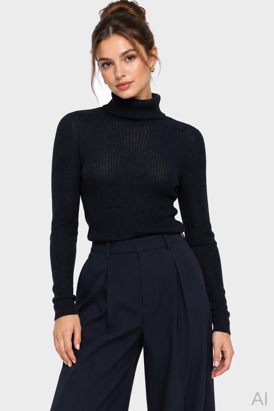 HANNES ROETHER Turtleneck Pullover in Dark Navy