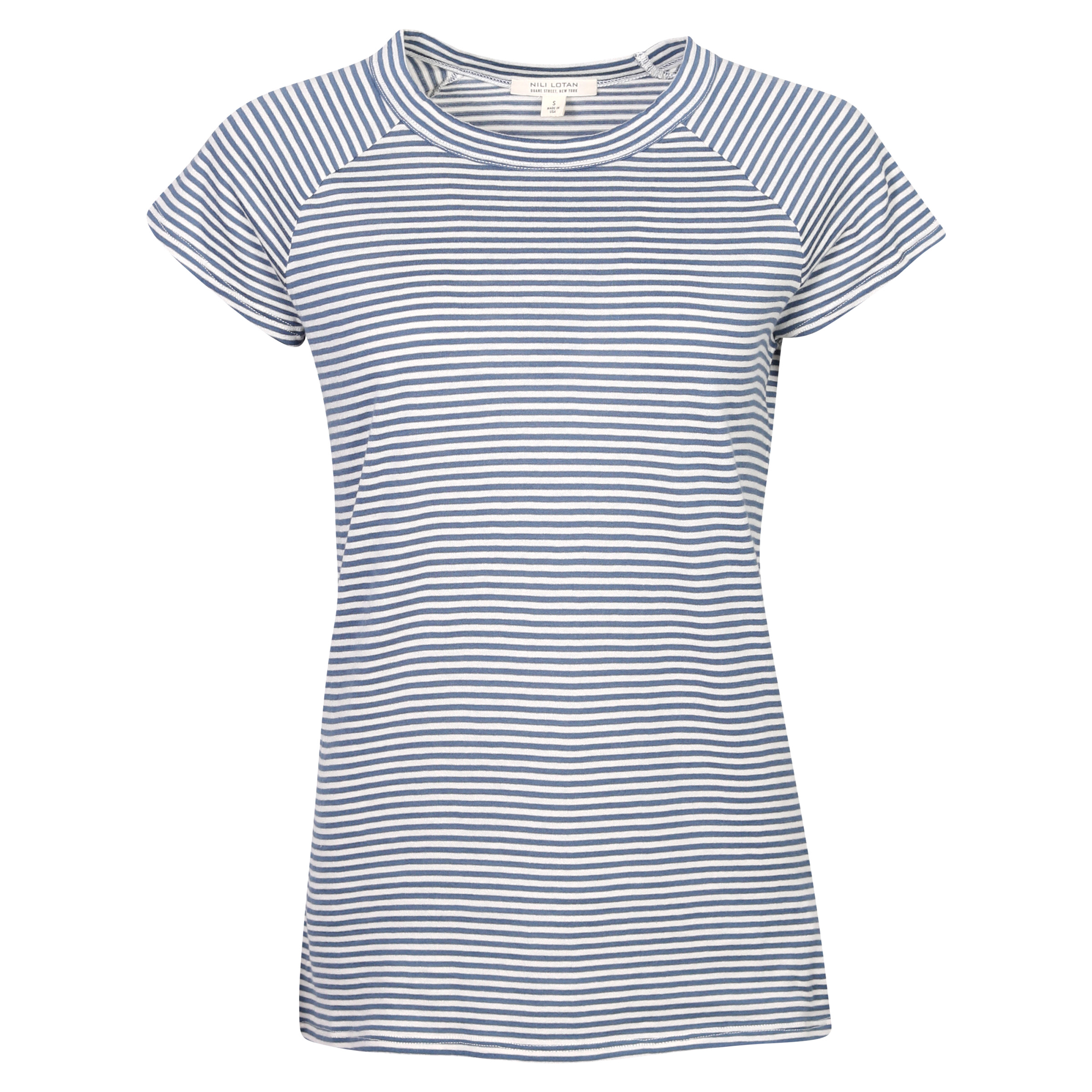 Nili Lotan Striped Baseball Tee Blue/Nature