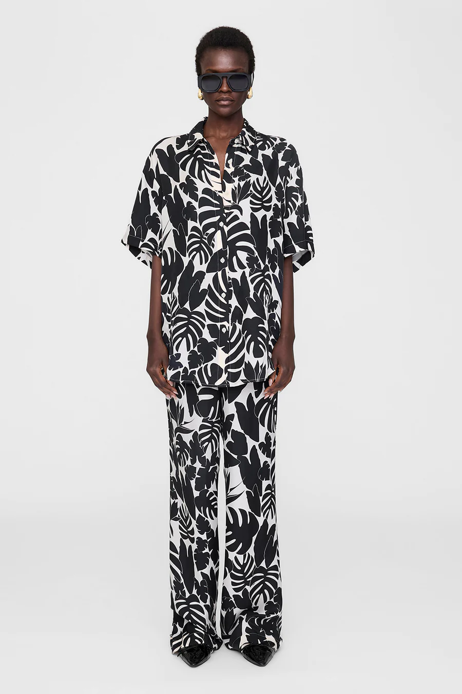 ANINE BING Elain Pant in Black Bird of Paradise