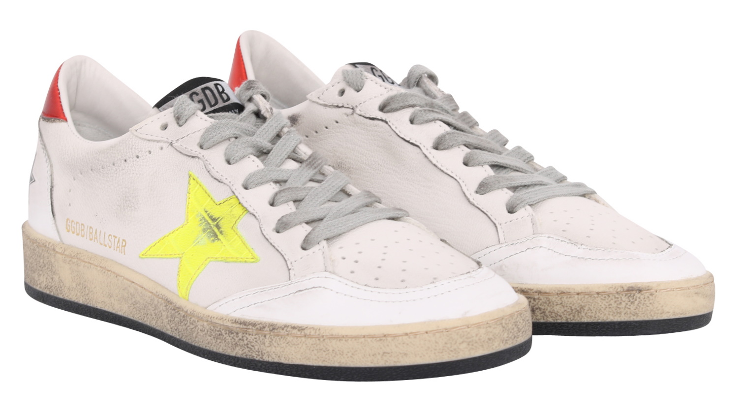 Golden Goose Ballstar White Yellow Star Fluo Red