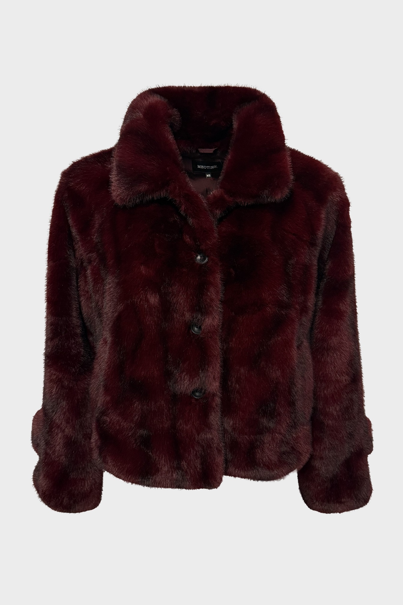MEOTINE. Fake Fur Jacket in Burgundy M