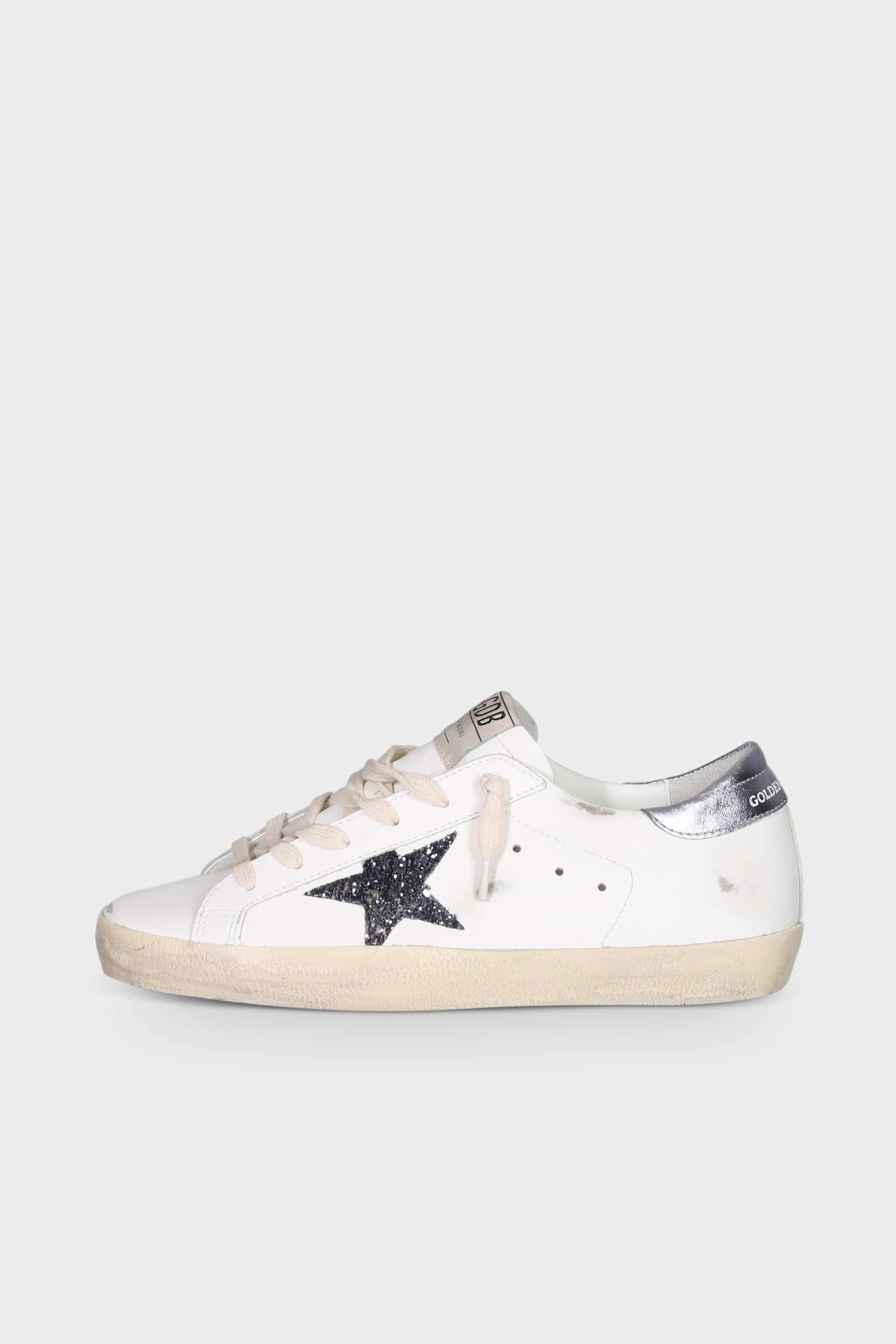 GOLDEN GOOSE Super-Star Glitter Star in White/Black/Glicine