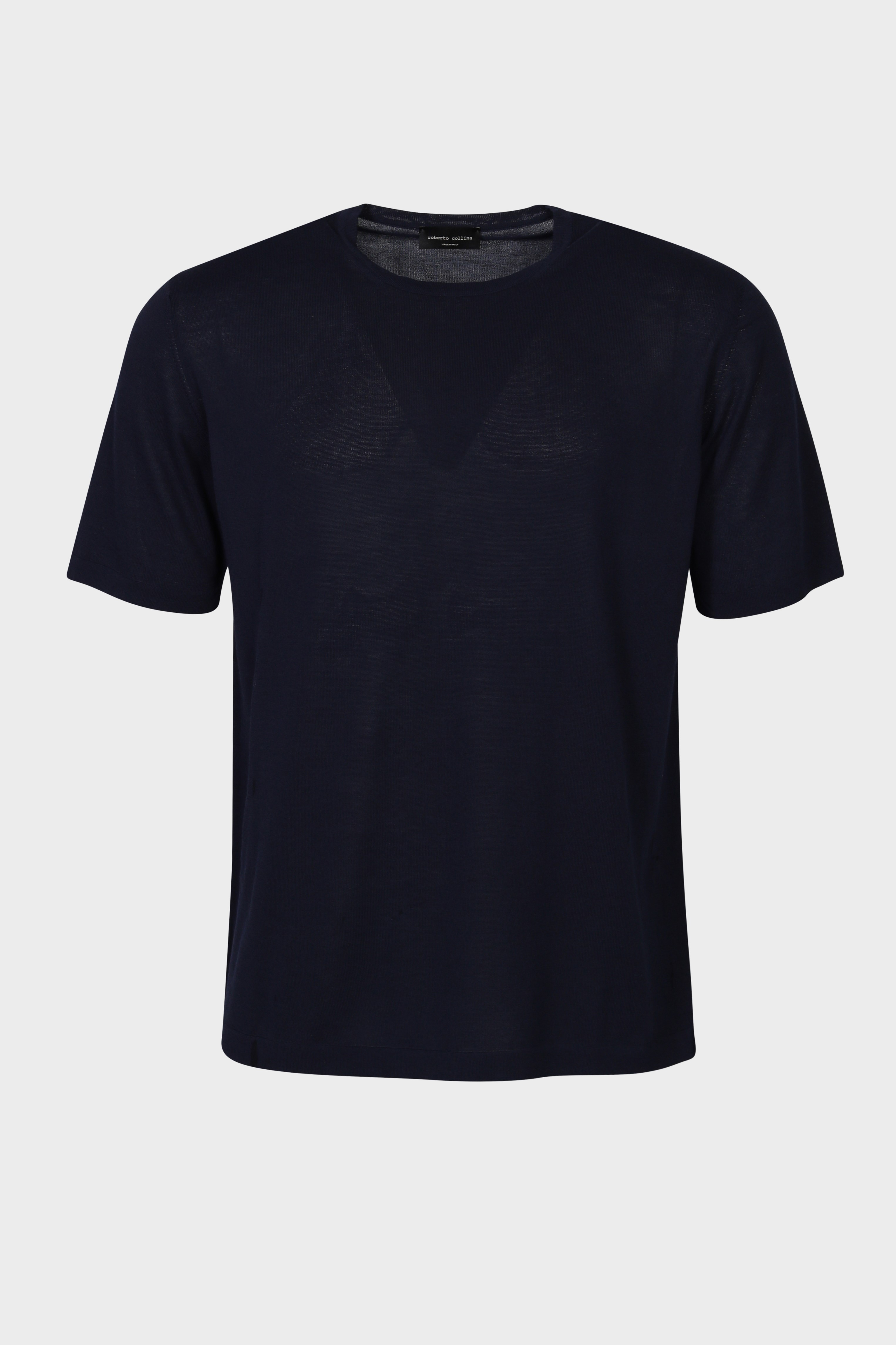 ROBERTO COLLINA Cotton Knit T-Shirt in Navy