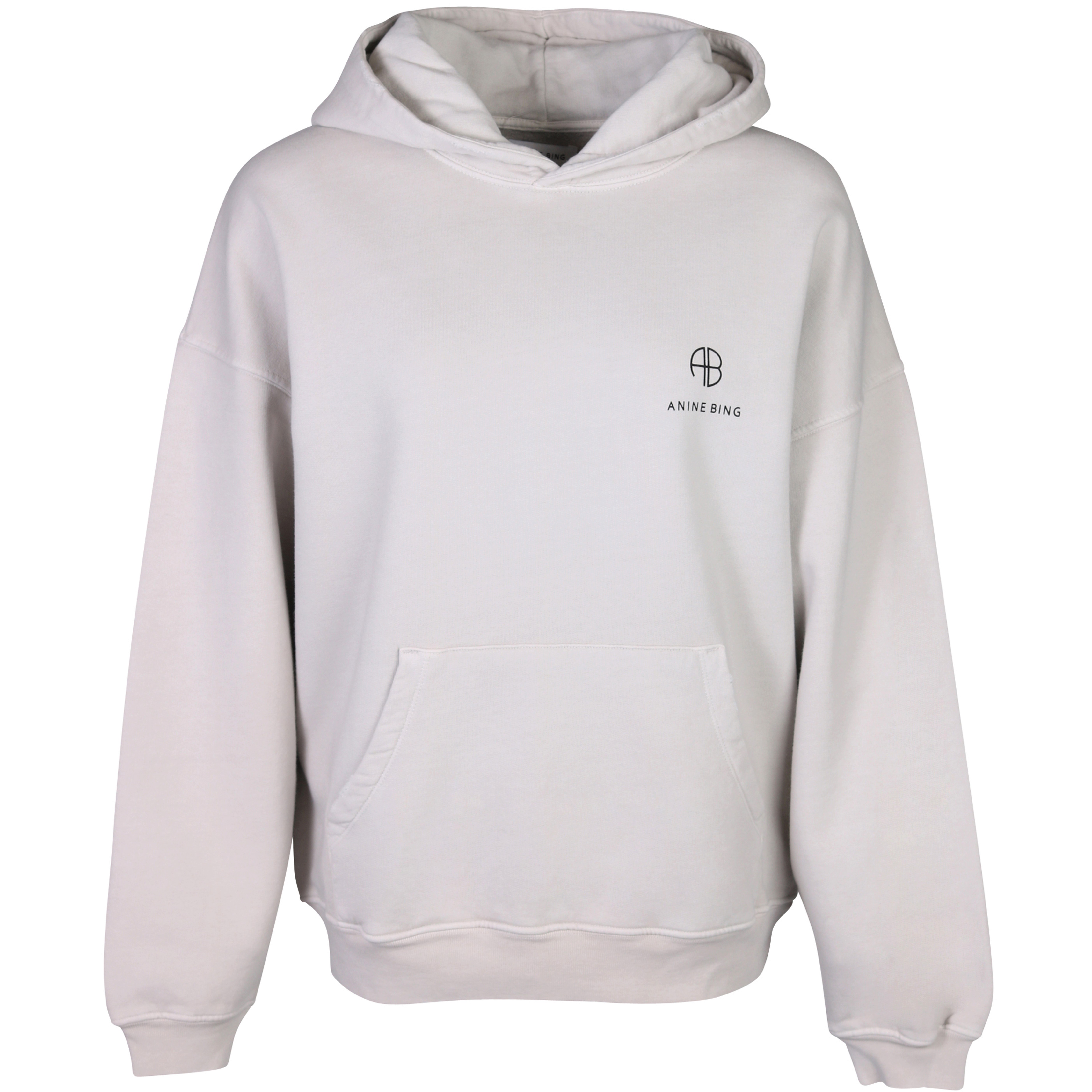 Anine Bing Aiden Hoodie Monogram in Stone XS