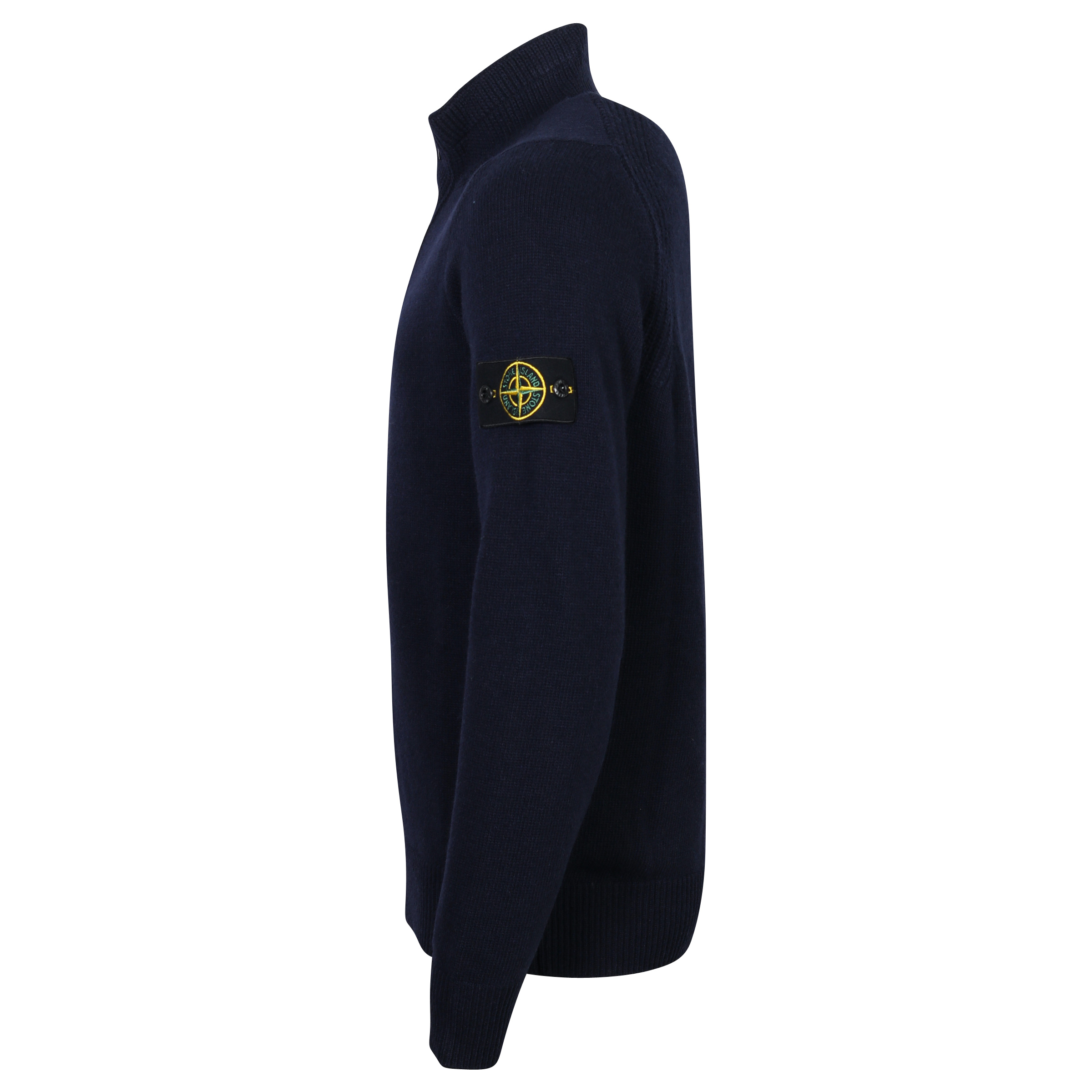 Stone Island Zip/Button Knit Troyer Navy