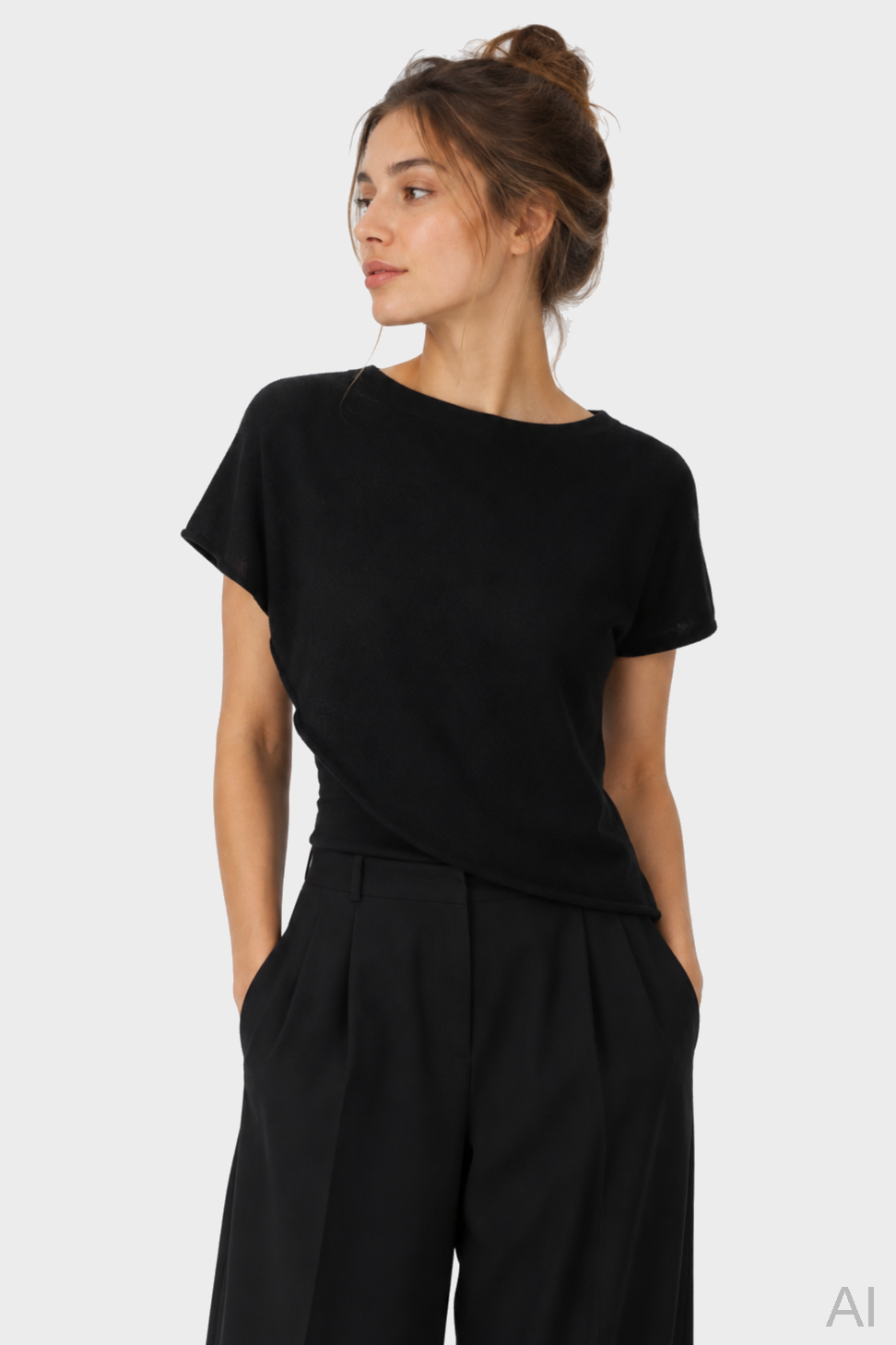 LISA YANG Livana Cashmere T-Shirt in Black